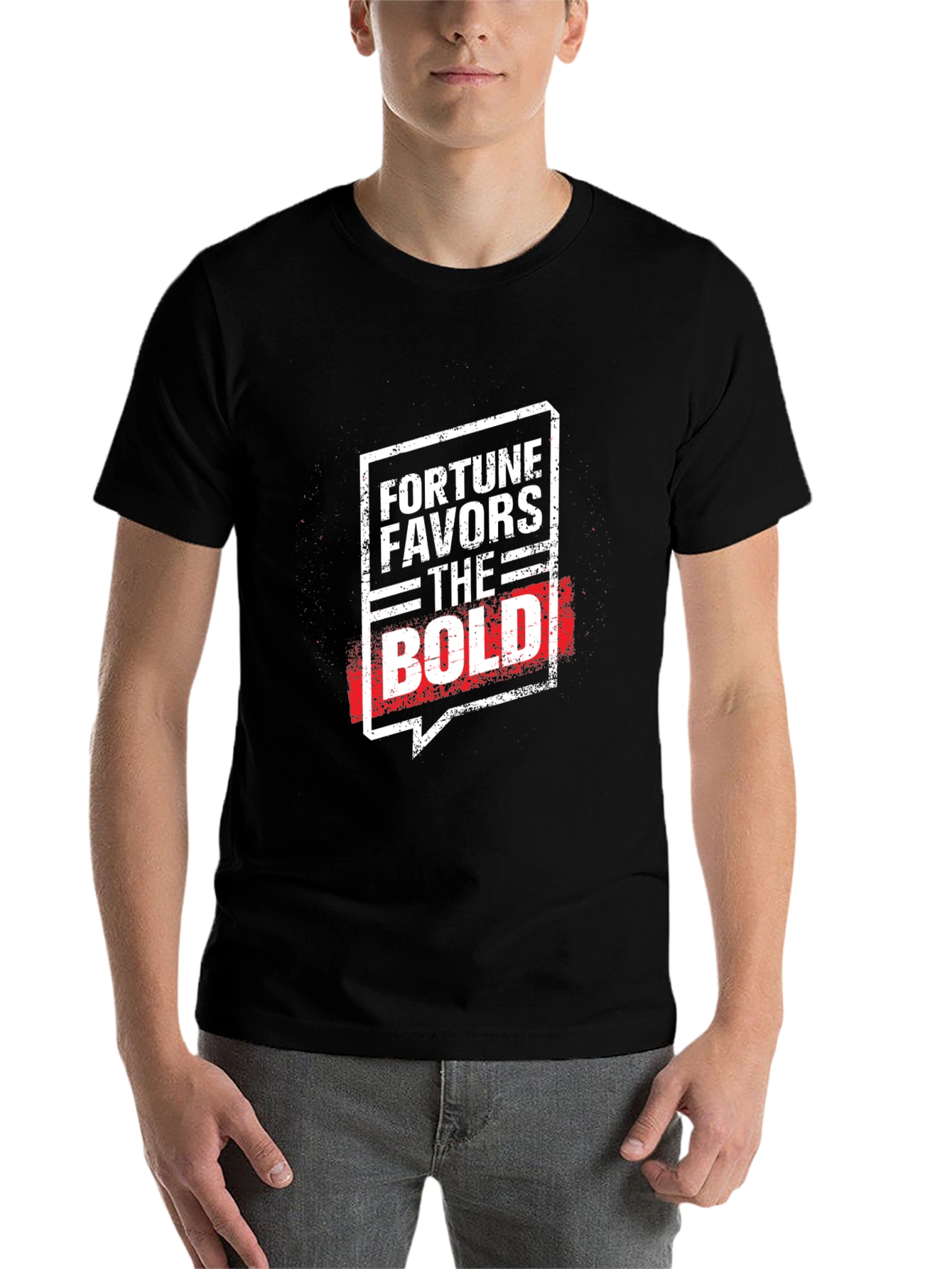 Black Fortune Favors the Bold Graphic Tee - Black view 7