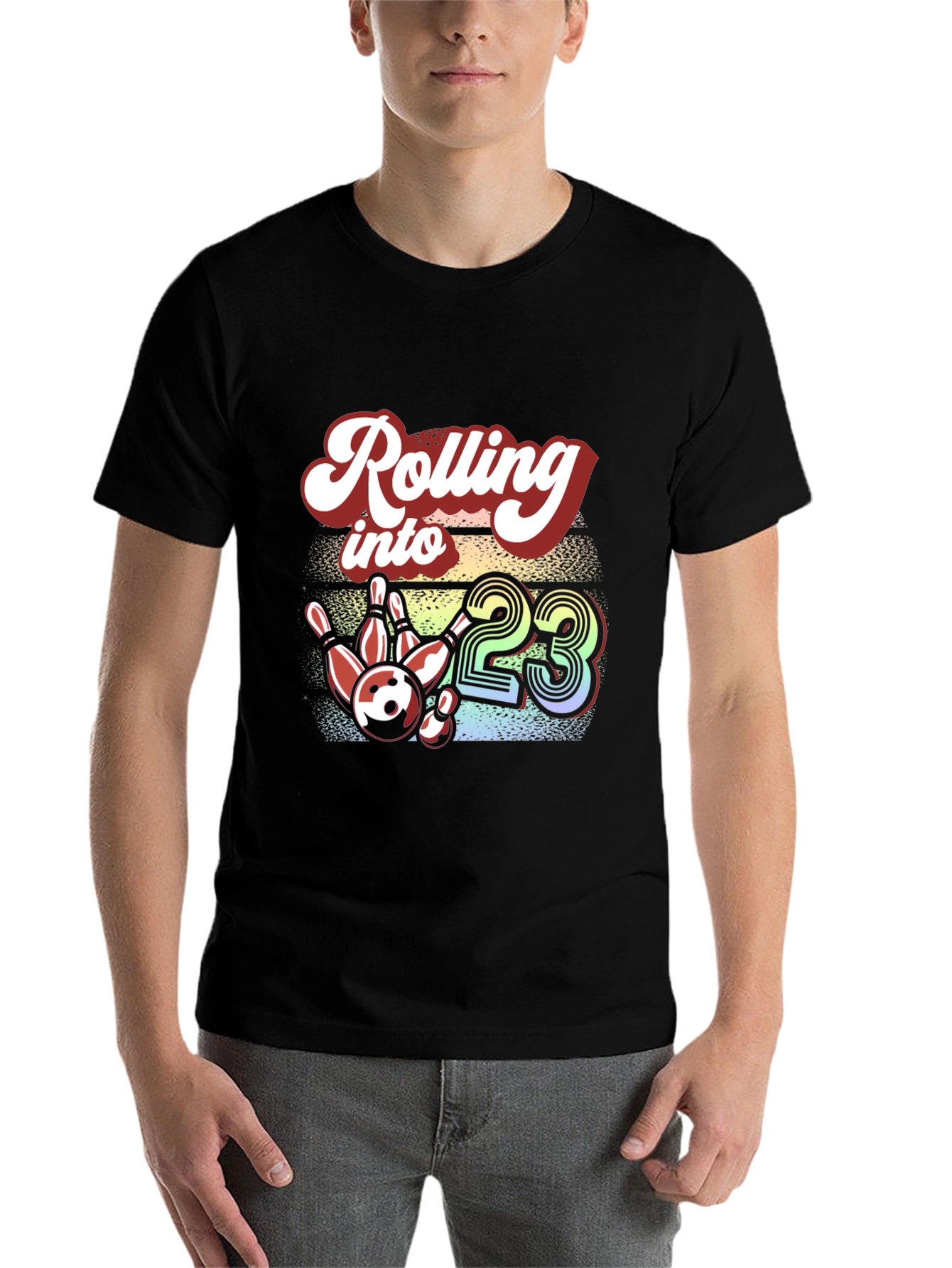 Black Rolling into 23 Bowling Graphic Tee view 7