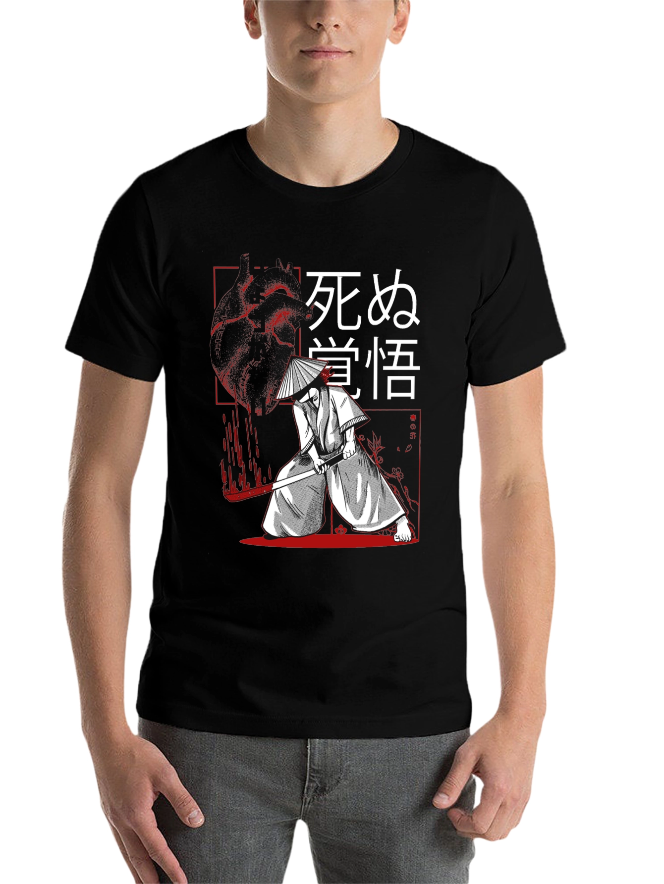 Black Samurai Graphic Tee - Black Cotton T-Shirt view 7