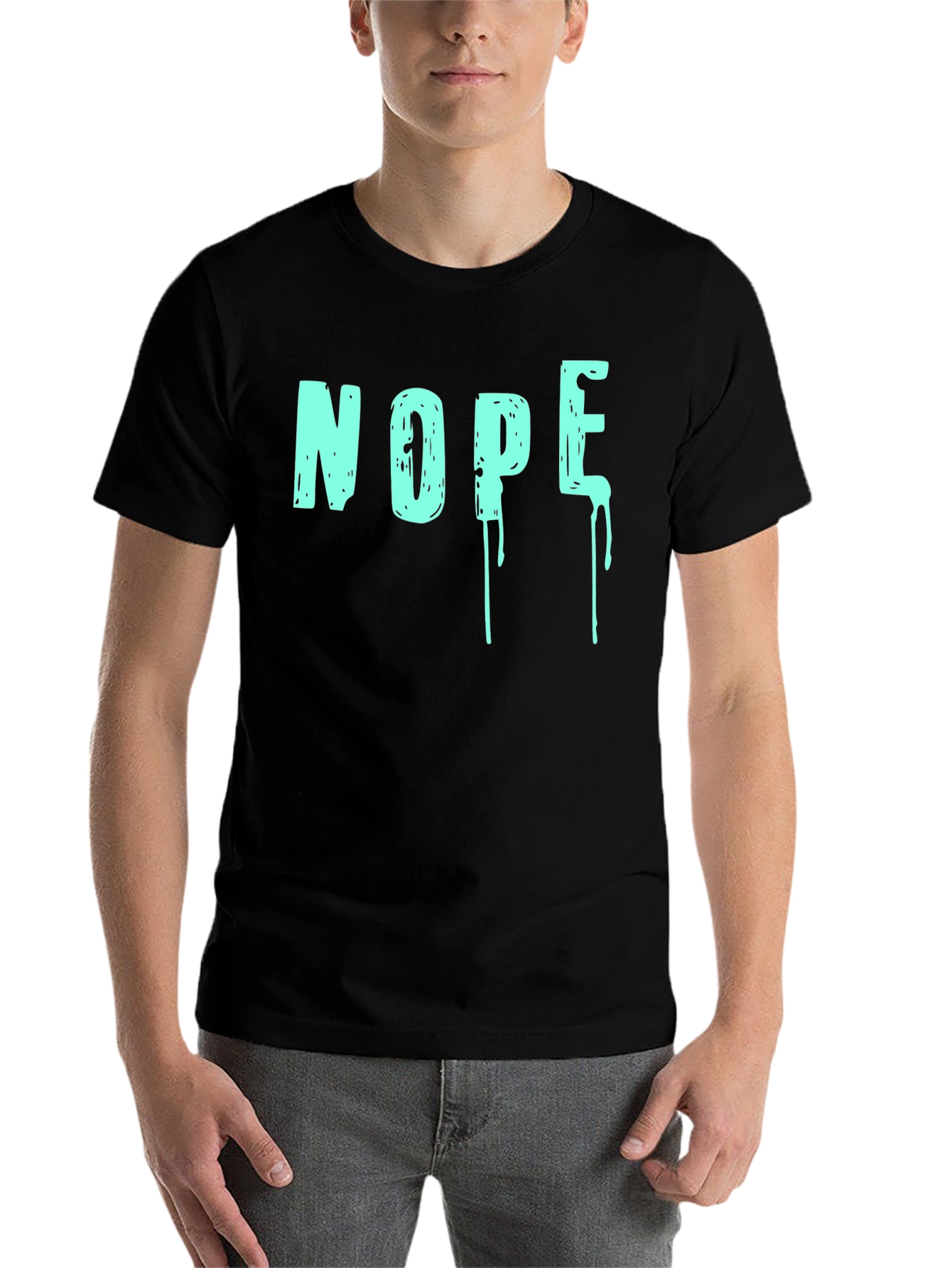 Black Nope Graphic T-Shirt - Men's Crew Neck view 7