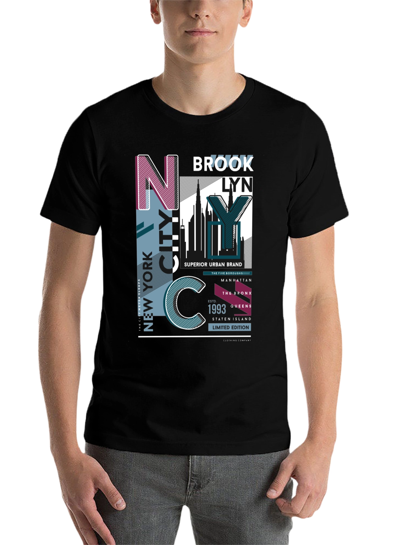 Black New York City Graphic Print T-Shirt view 7