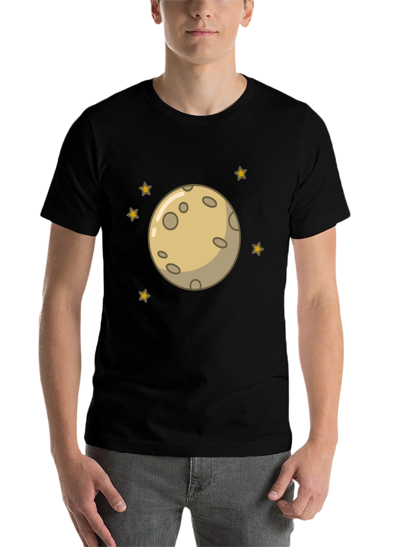 Black Moon and Stars Graphic Black T-Shirt view 7