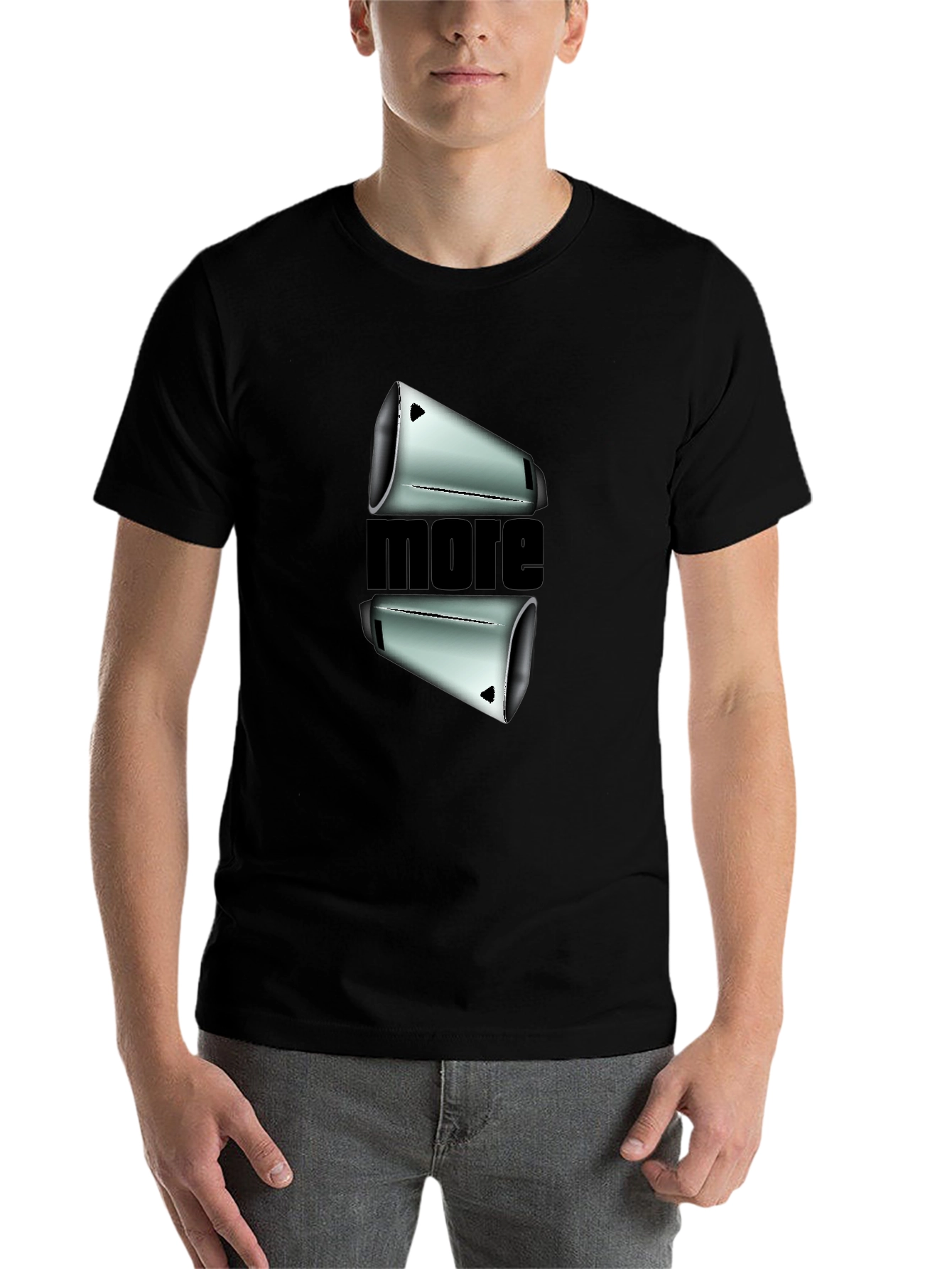 Black Modern "More" Graphic Black T-Shirt view 7