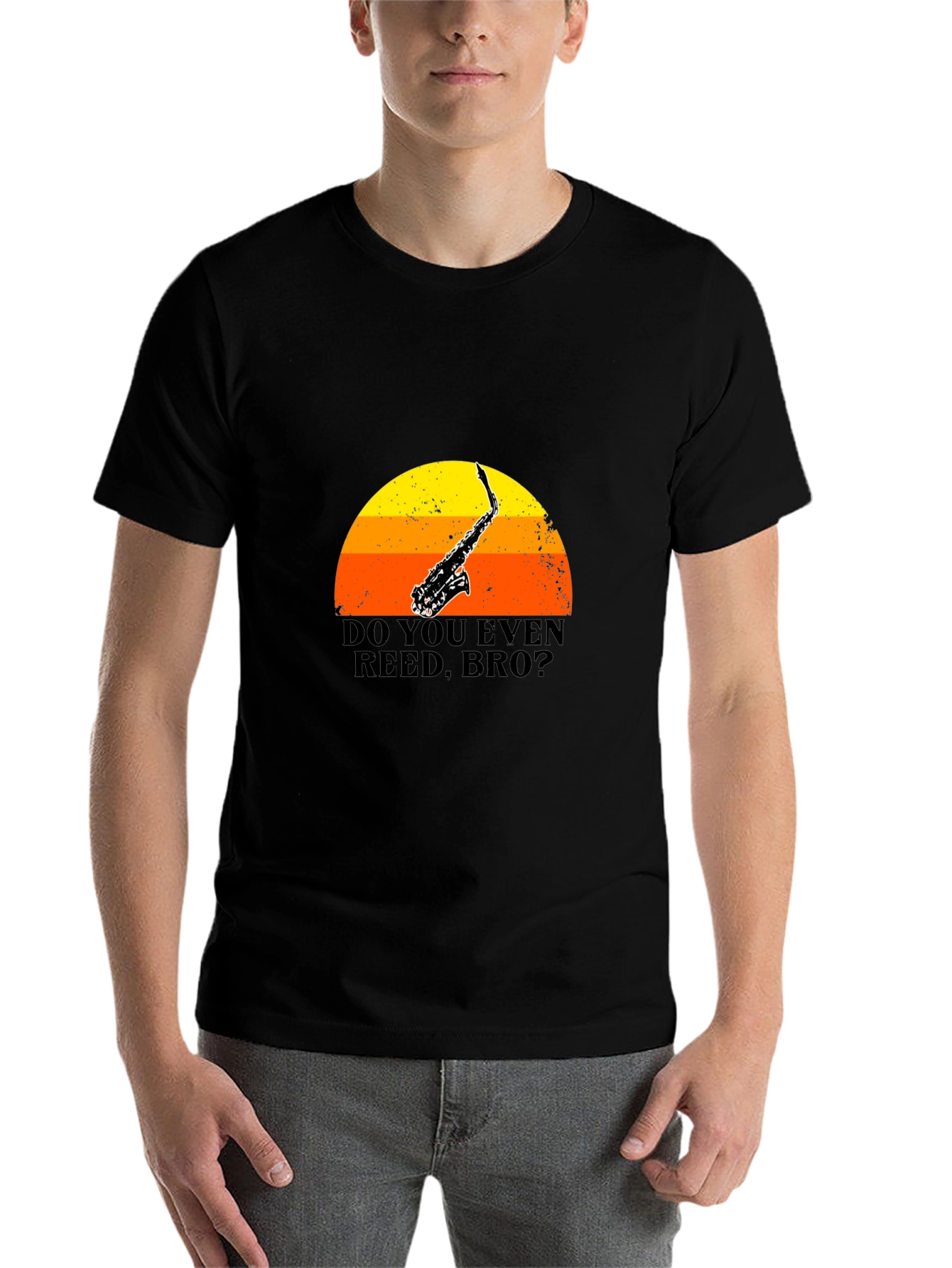 Black Do You Even Reed Bro? T-Shirt Saxophone Music Sunset view 7