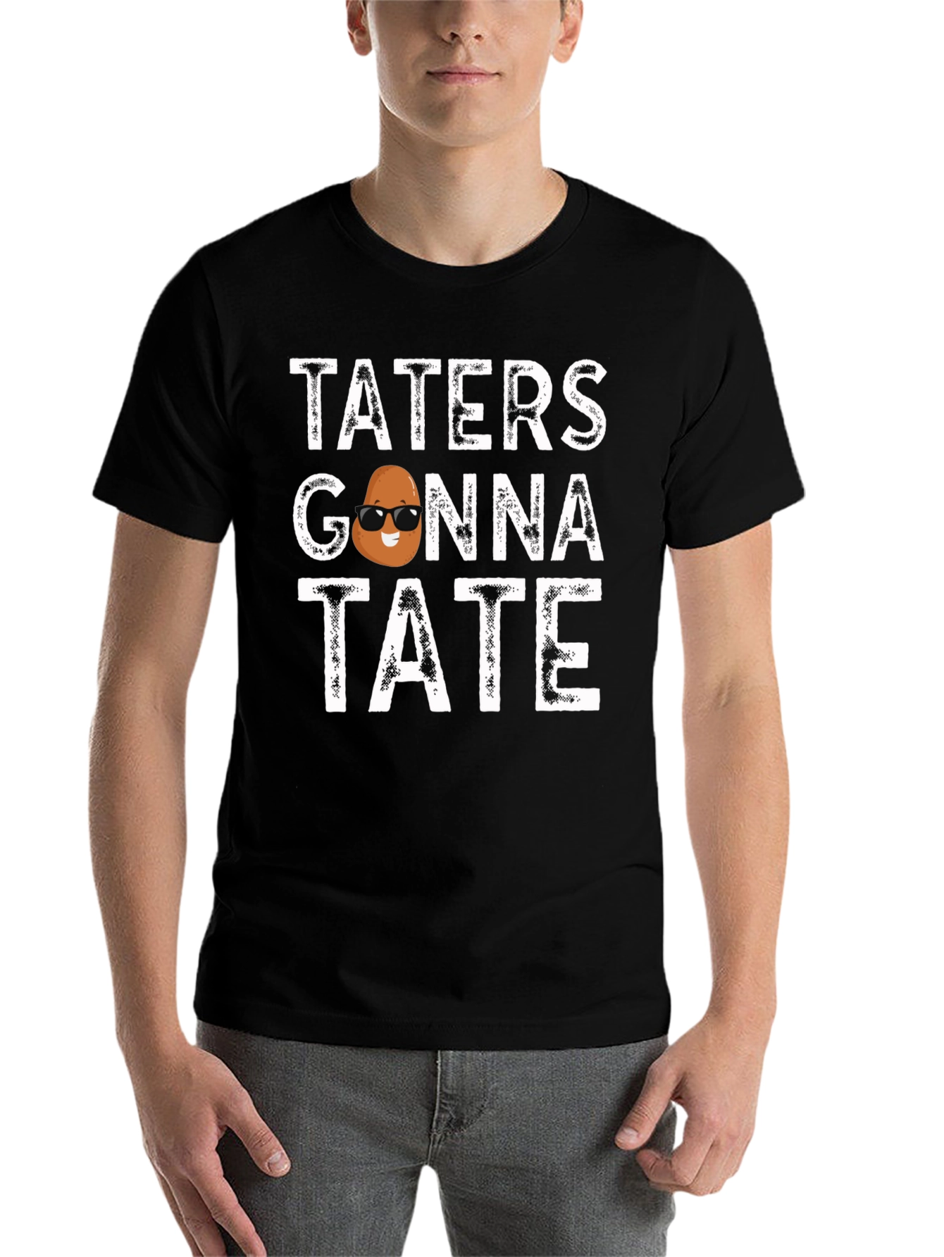 Black Taters Gonna Tate Funny Potato Graphic T-Shirt view 7