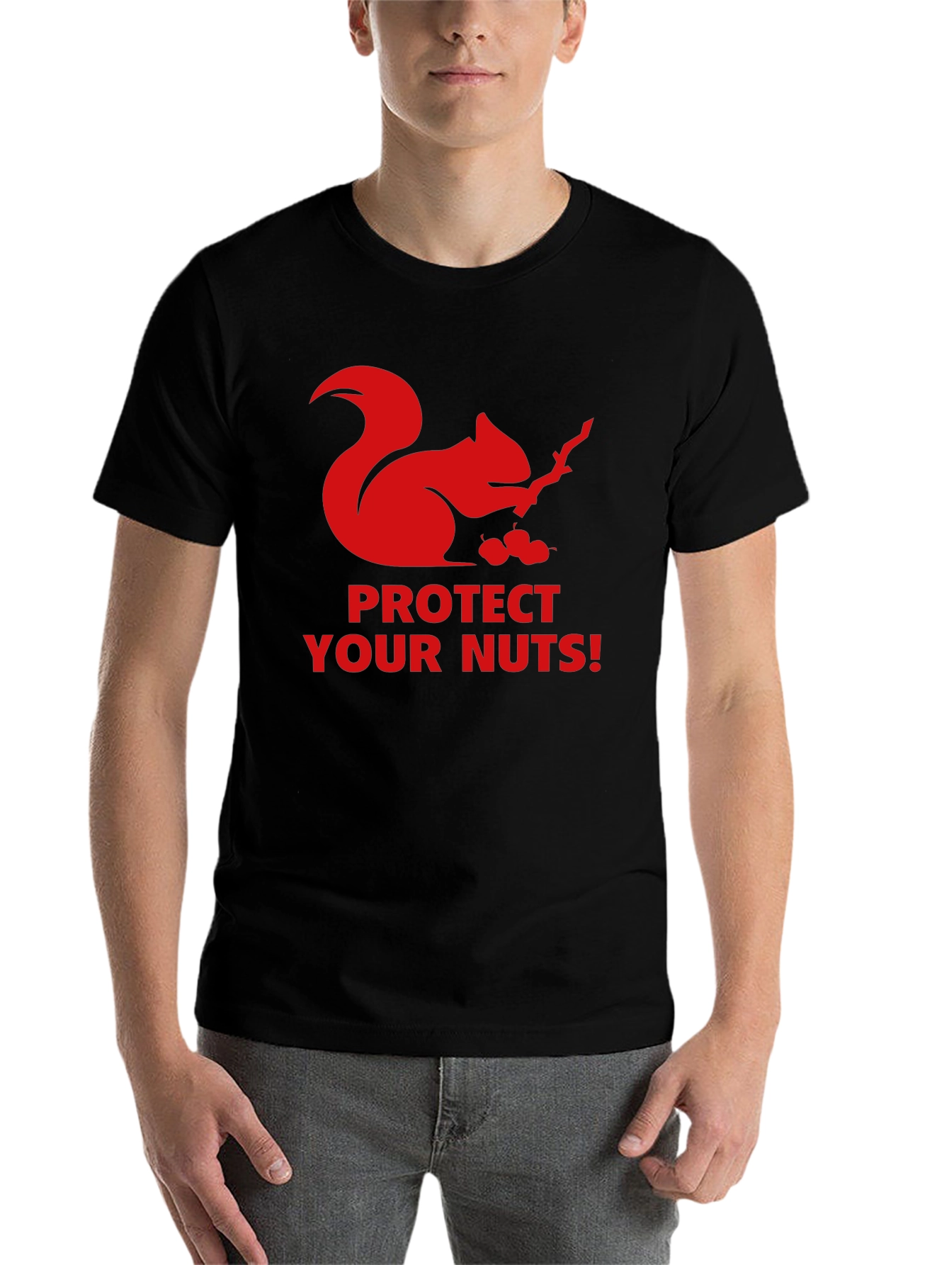 Black Protect Your Nuts Squirrel T-Shirt view 7