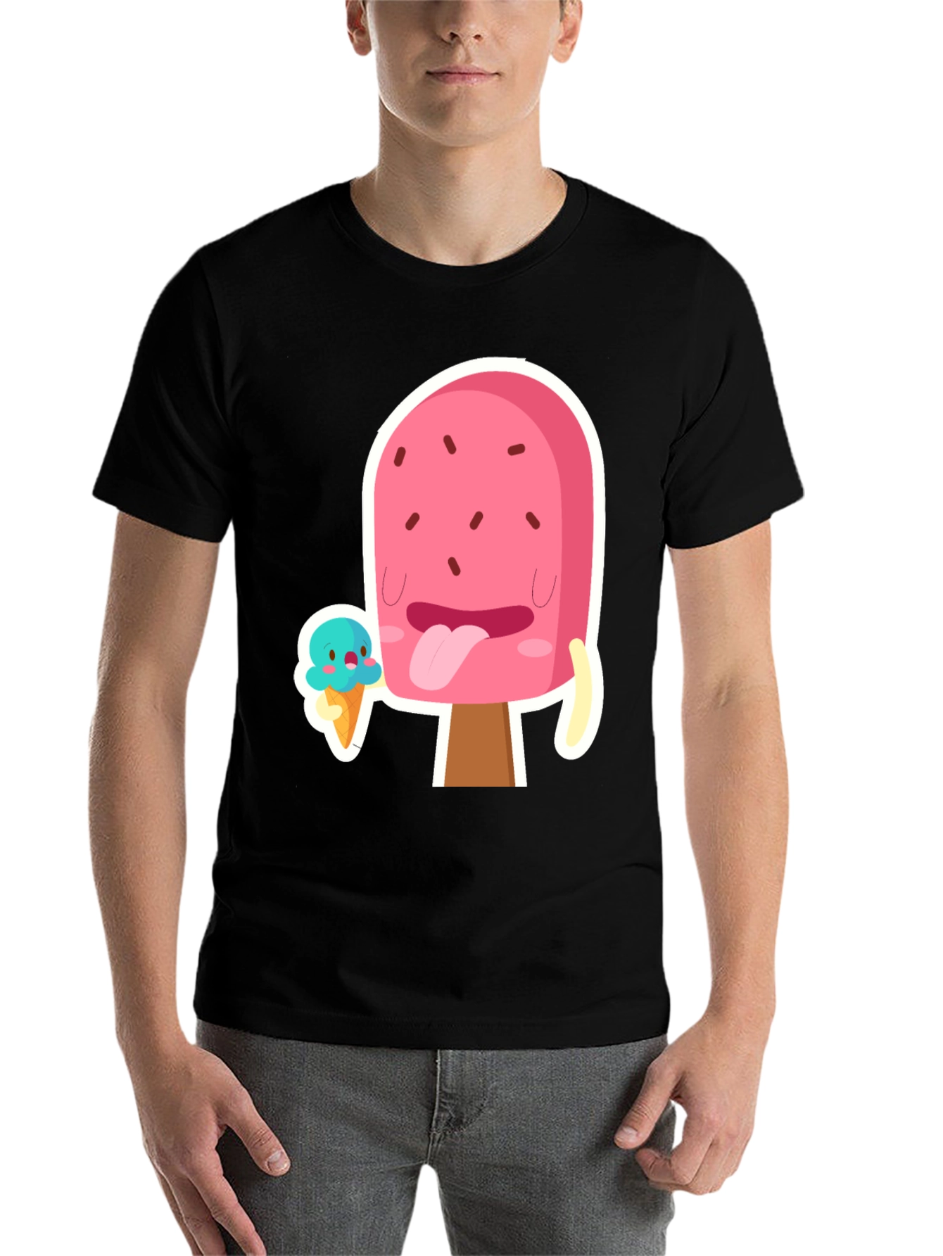 Black Cartoon Popsicle Graphic T-Shirt view 7