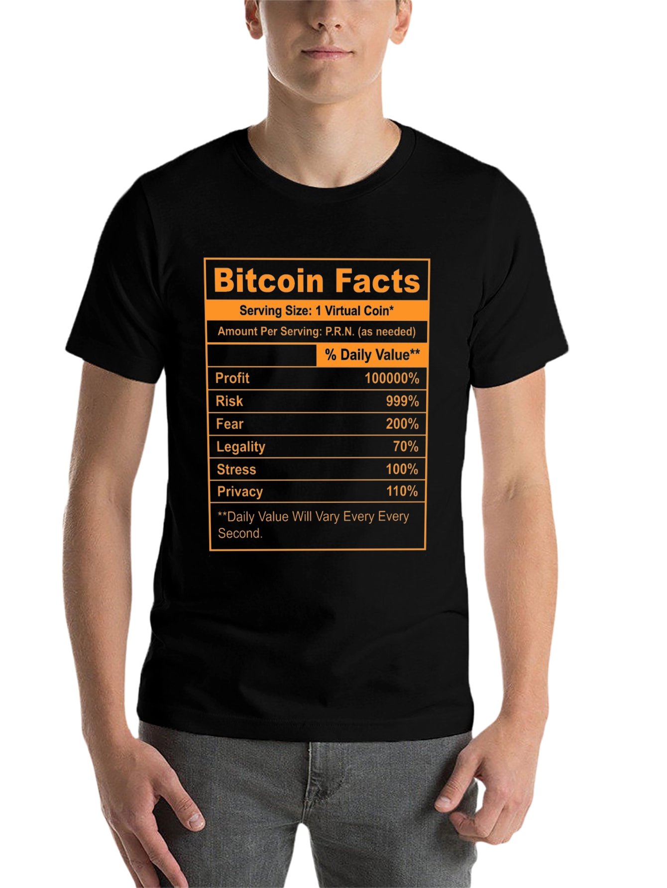 Black Bitcoin Facts Novelty T-Shirt view 7
