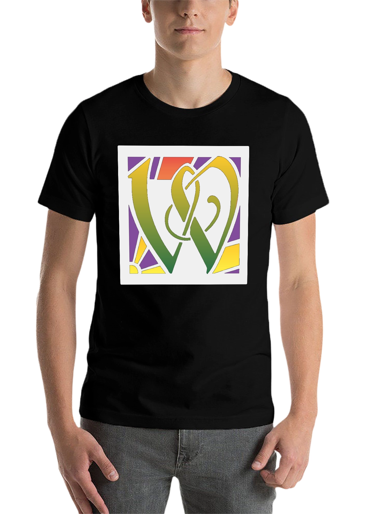 Black Abstract Symbol Graphic Tee - Modern Style view 7