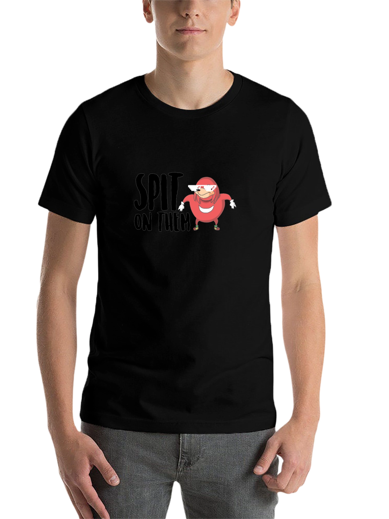 Black Spit On Them Ugandan Knuckles Meme T-Shirt view 7