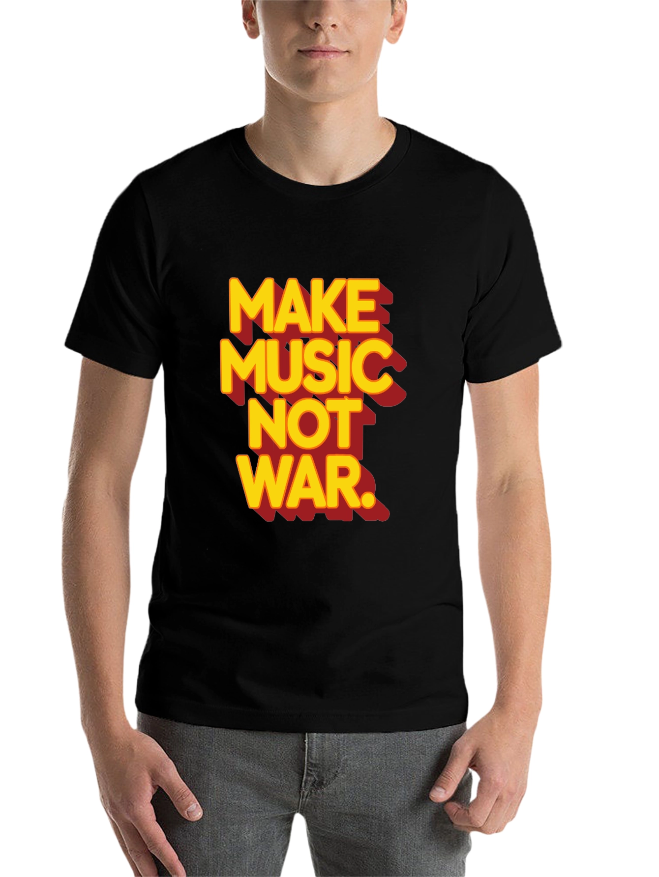 Black Make Music Not War Graphic T-Shirt view 7