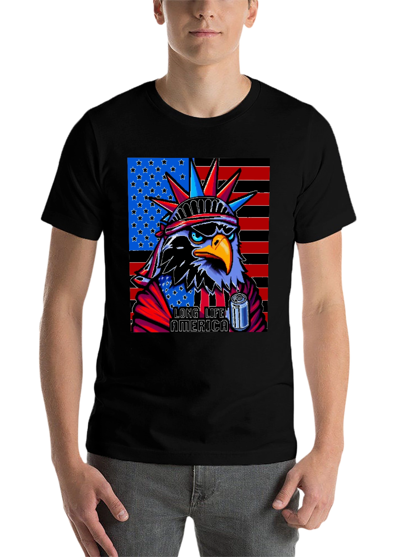 Black Patriotic Eagle T-Shirt: Long Live America! view 7