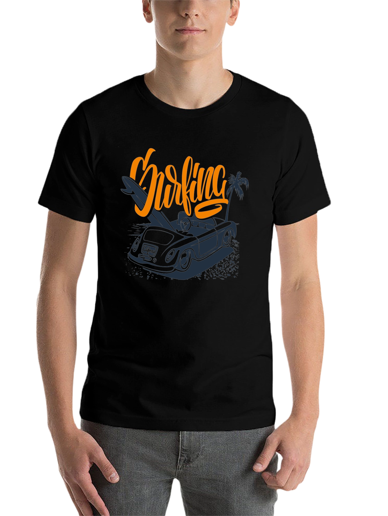 Black Surfing Car Graphic Tee -  Vacation Ready view 7