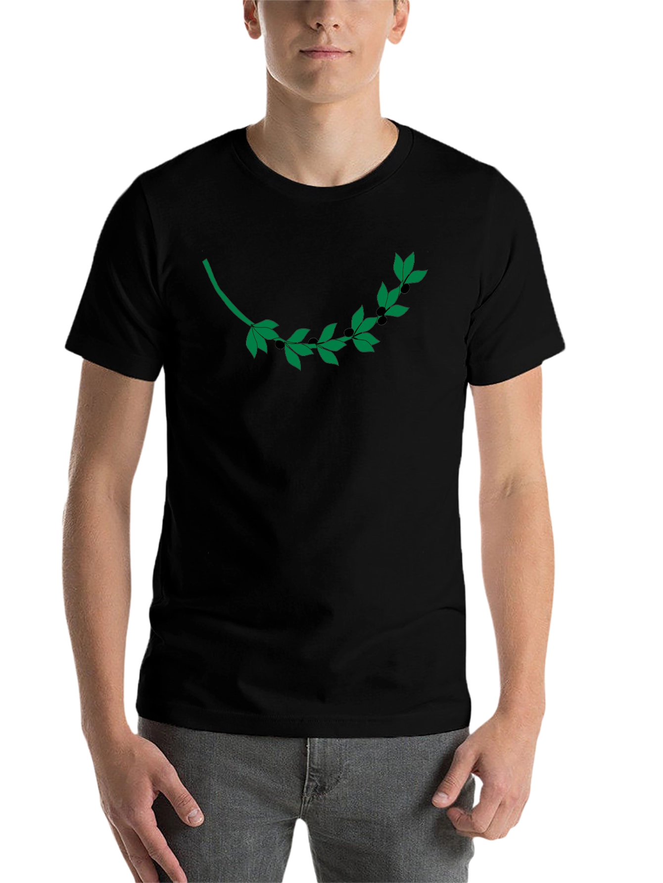 Black Olive Branch Graphic T-Shirt - Modern Casual Style view 7
