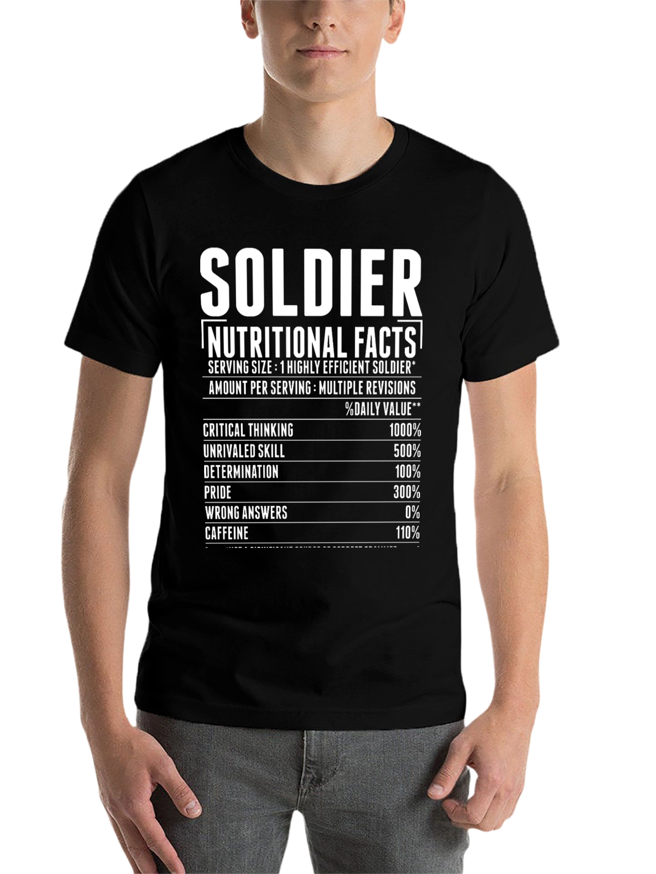 Black Soldier Nutritional Facts T-Shirt view 7