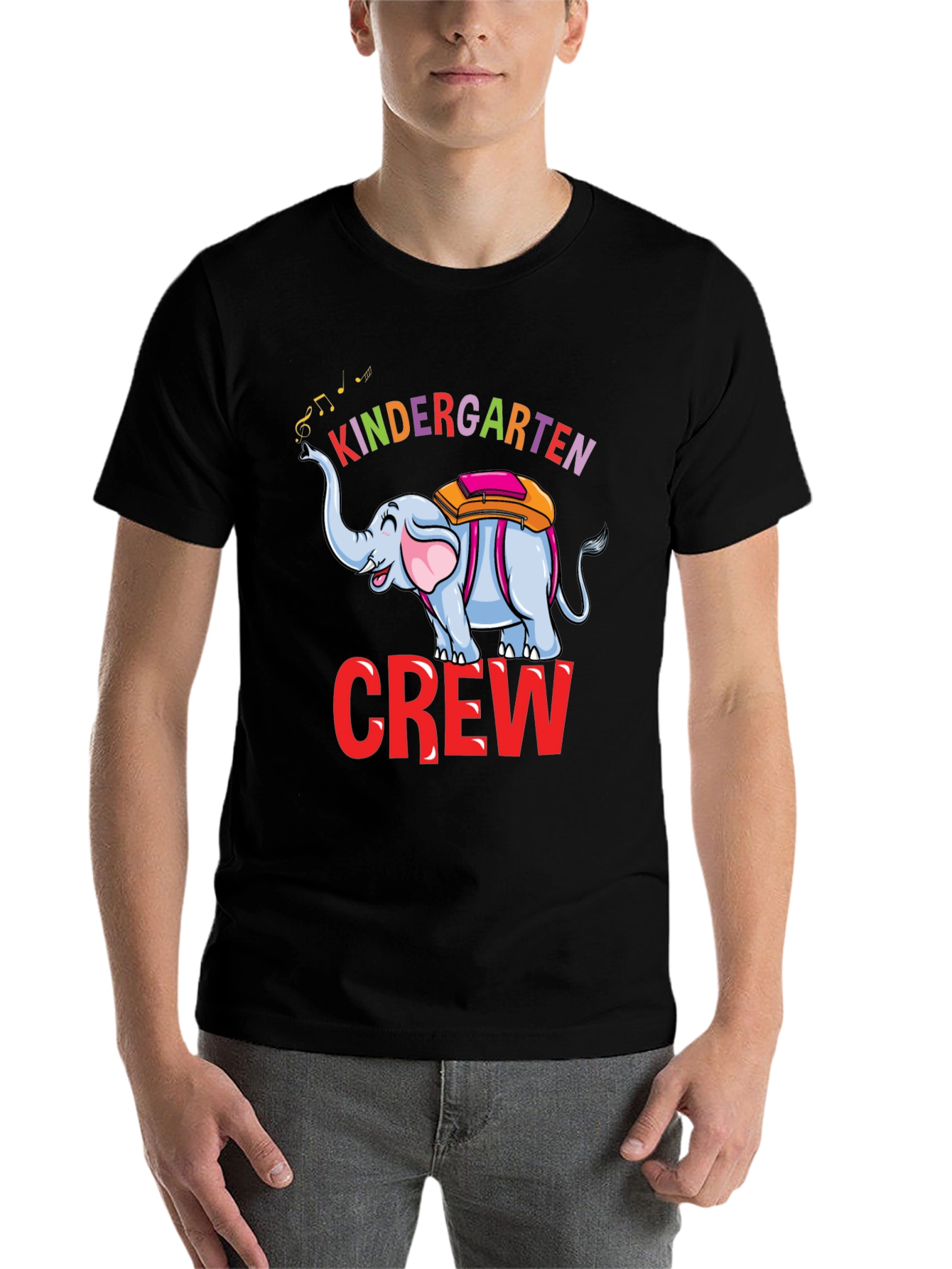 Black Kindergarten Crew Elephant T-Shirt view 7