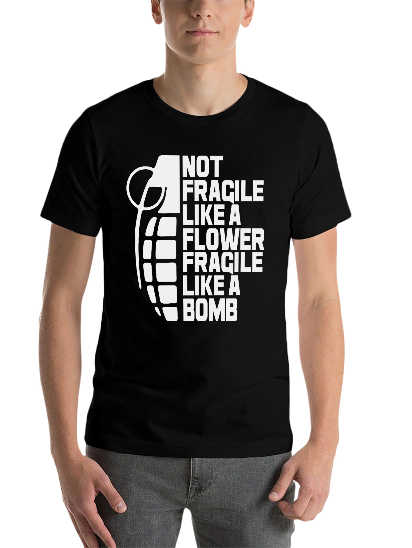 Black Fragile Like a Bomb Graphic Tee view 7