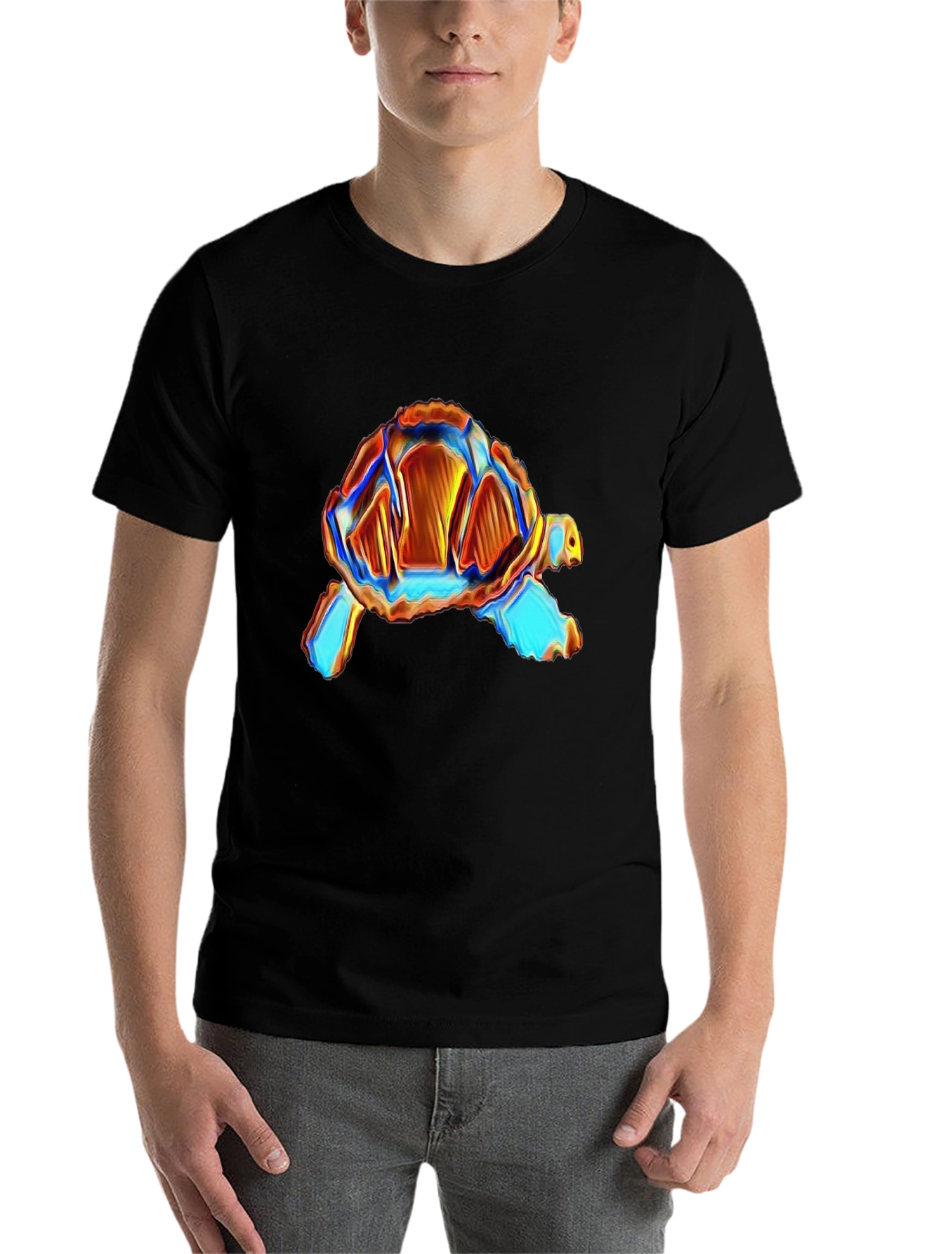 Black Turtle Graphic Black Tee - Unique Design! view 7