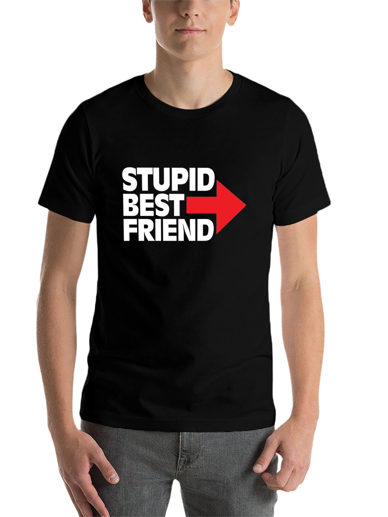 Black Stupid Best Friend Graphic T-Shirt - Funny Friendship Tee view 7