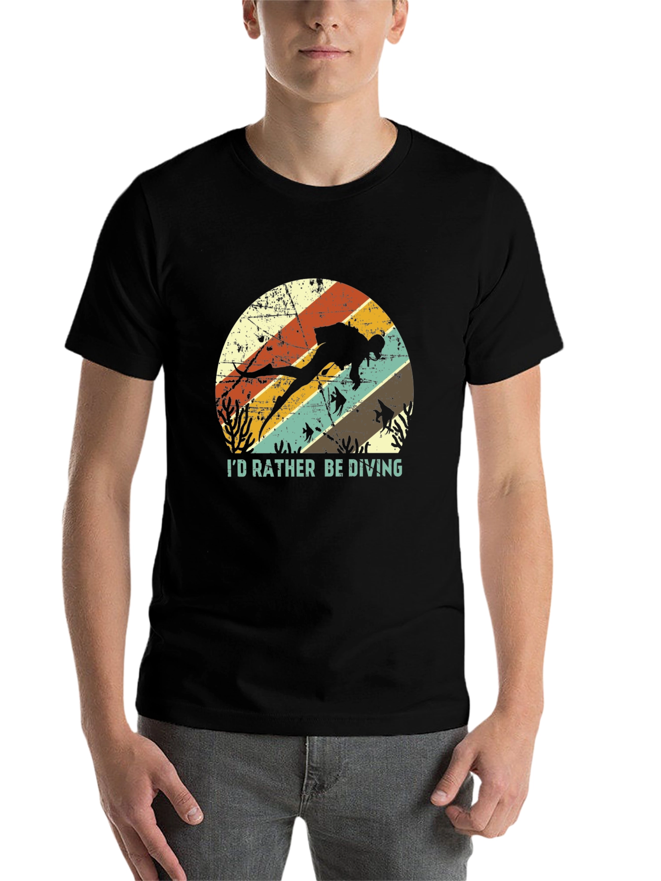 Black I'd Rather Be Diving T-Shirt - Scuba Diver Tee view 7