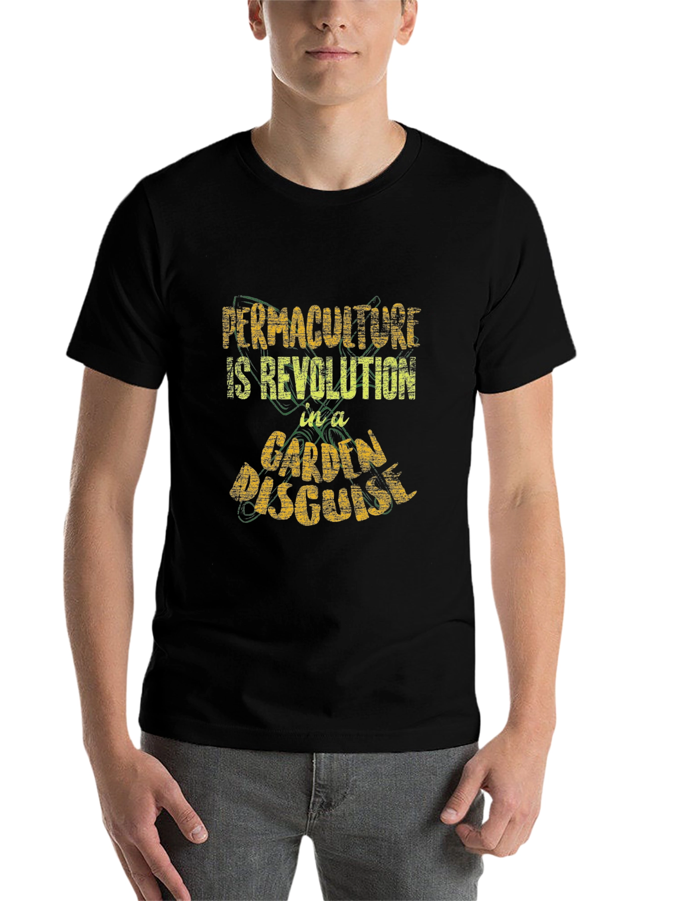 Black Permaculture T-Shirt - Revolution In A Garden Disguise view 7