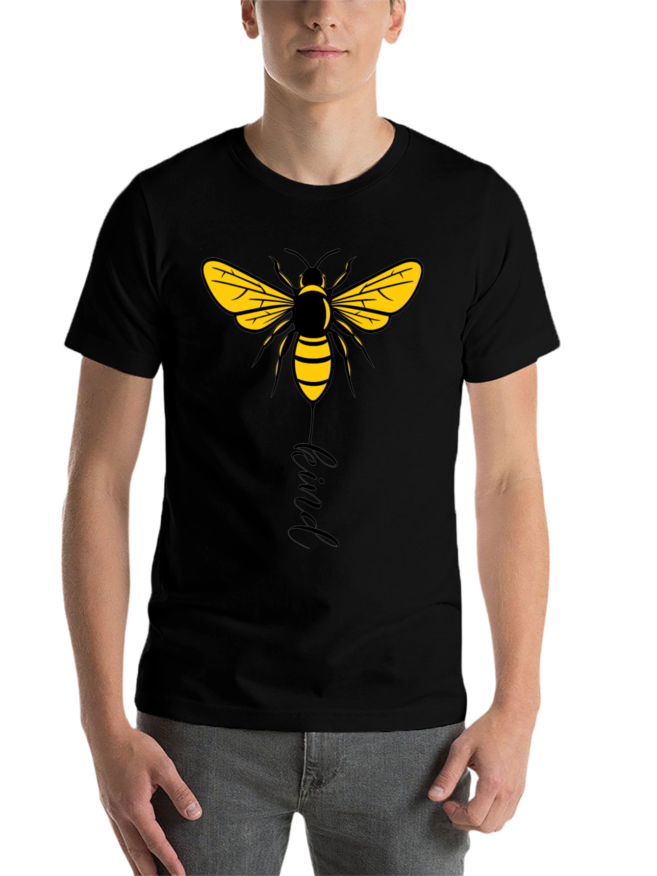 Black Bee Kind Graphic Tee - Black Cotton T-Shirt view 7