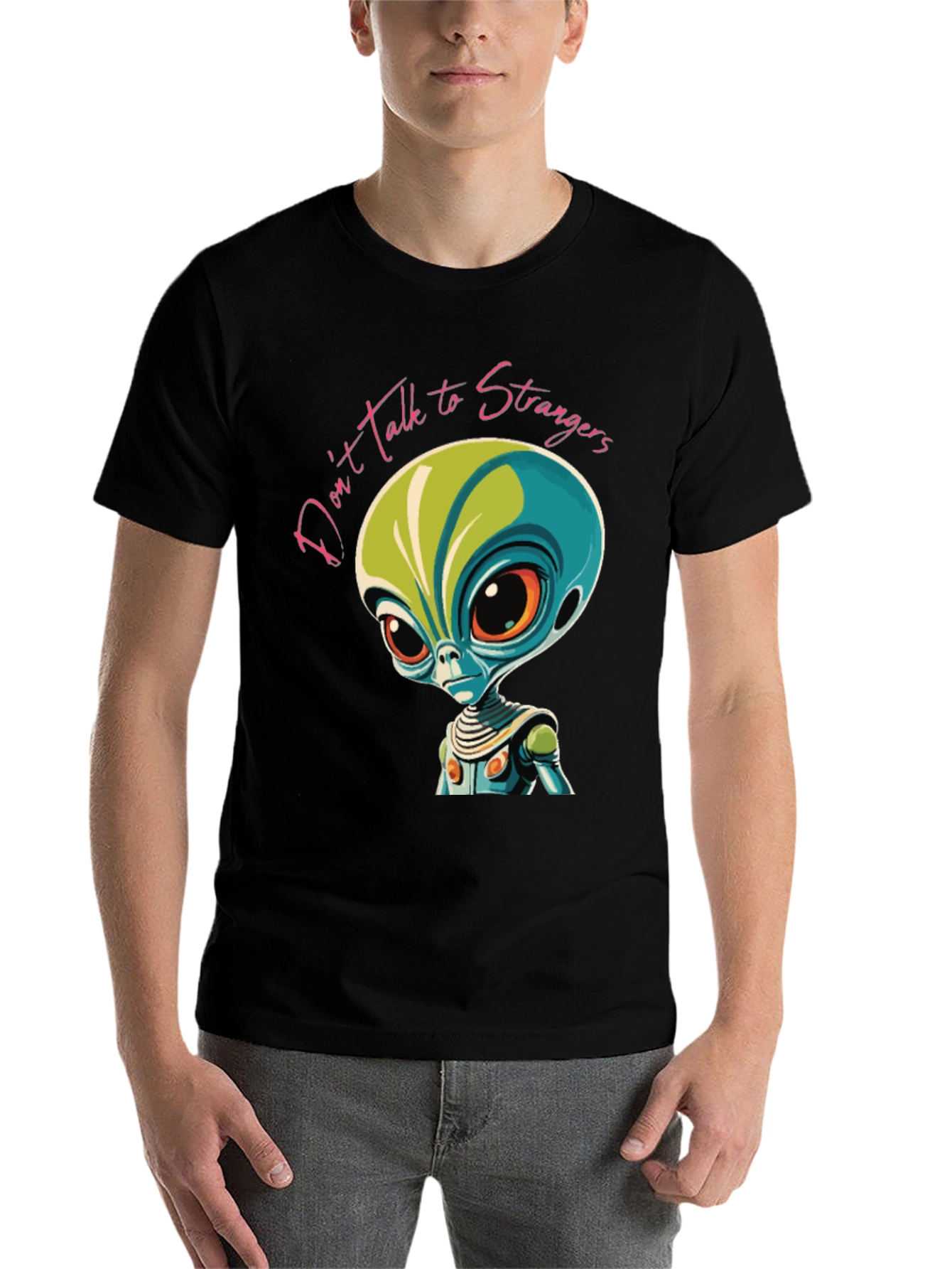 Black Don't Talk to Strangers Alien Graphic Tee view 7