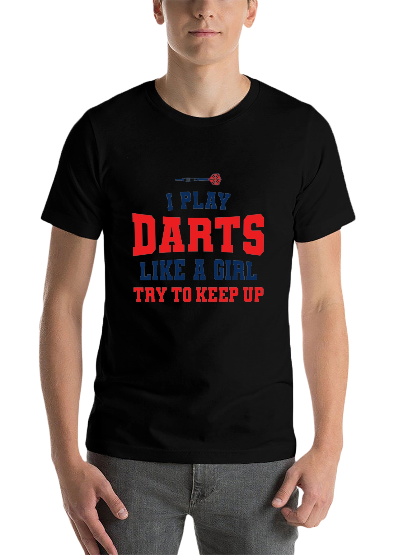 Black I Play Darts Like a Girl T-Shirt view 7