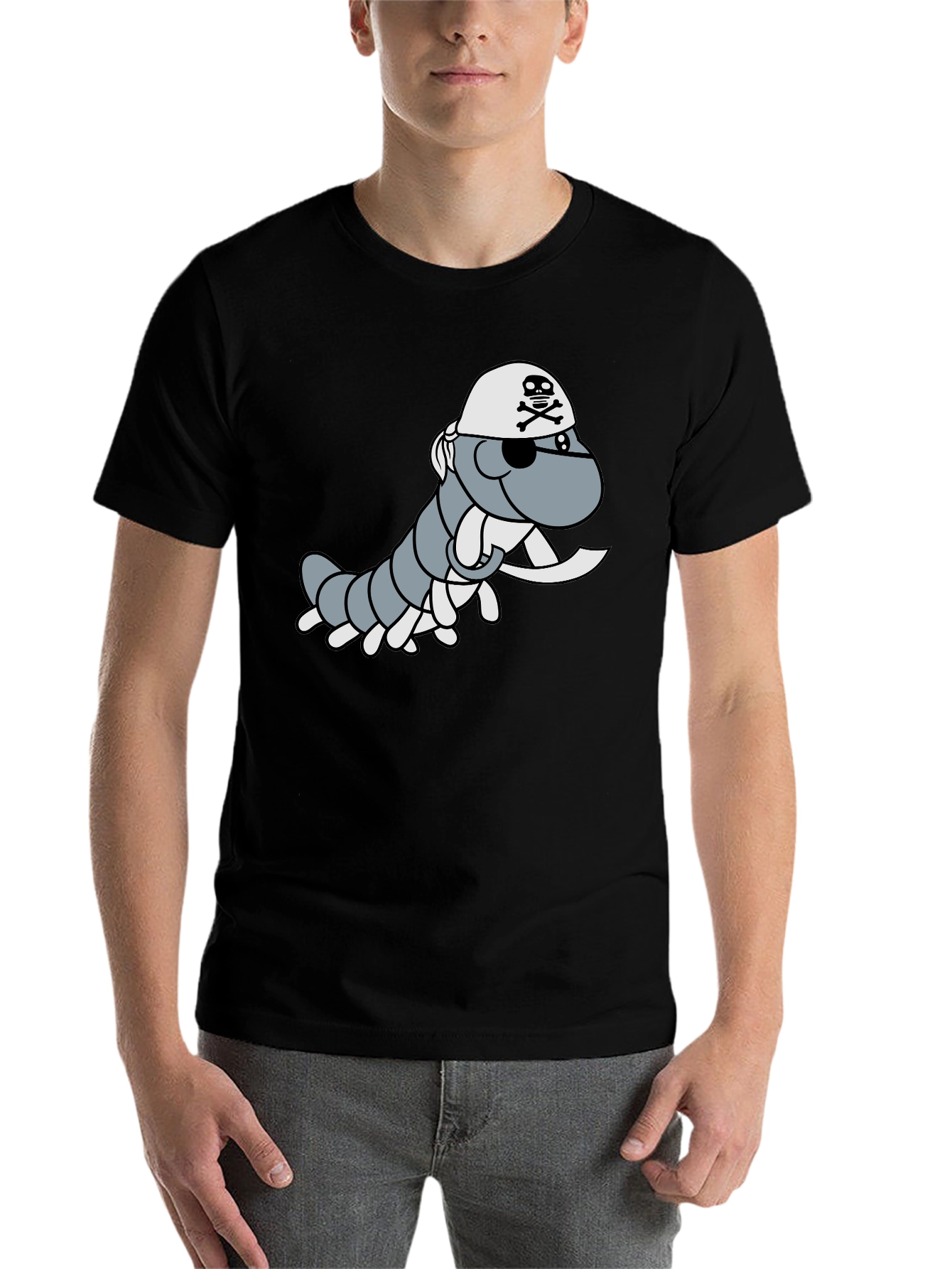 Black Pirate Centipede Graphic Tee - Black Cotton T-Shirt view 7