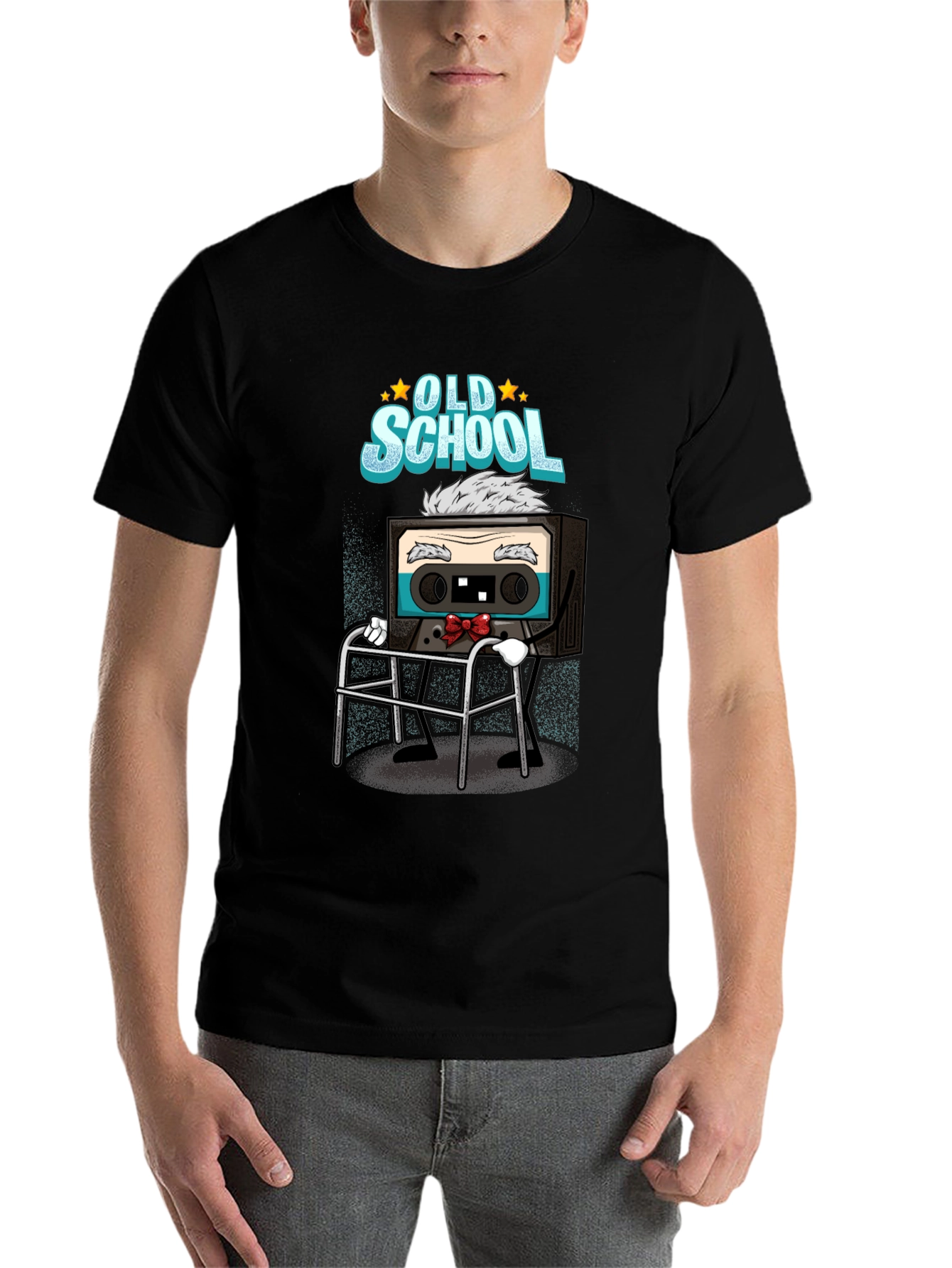 Black Old School Cassette Tape T-Shirt view 7
