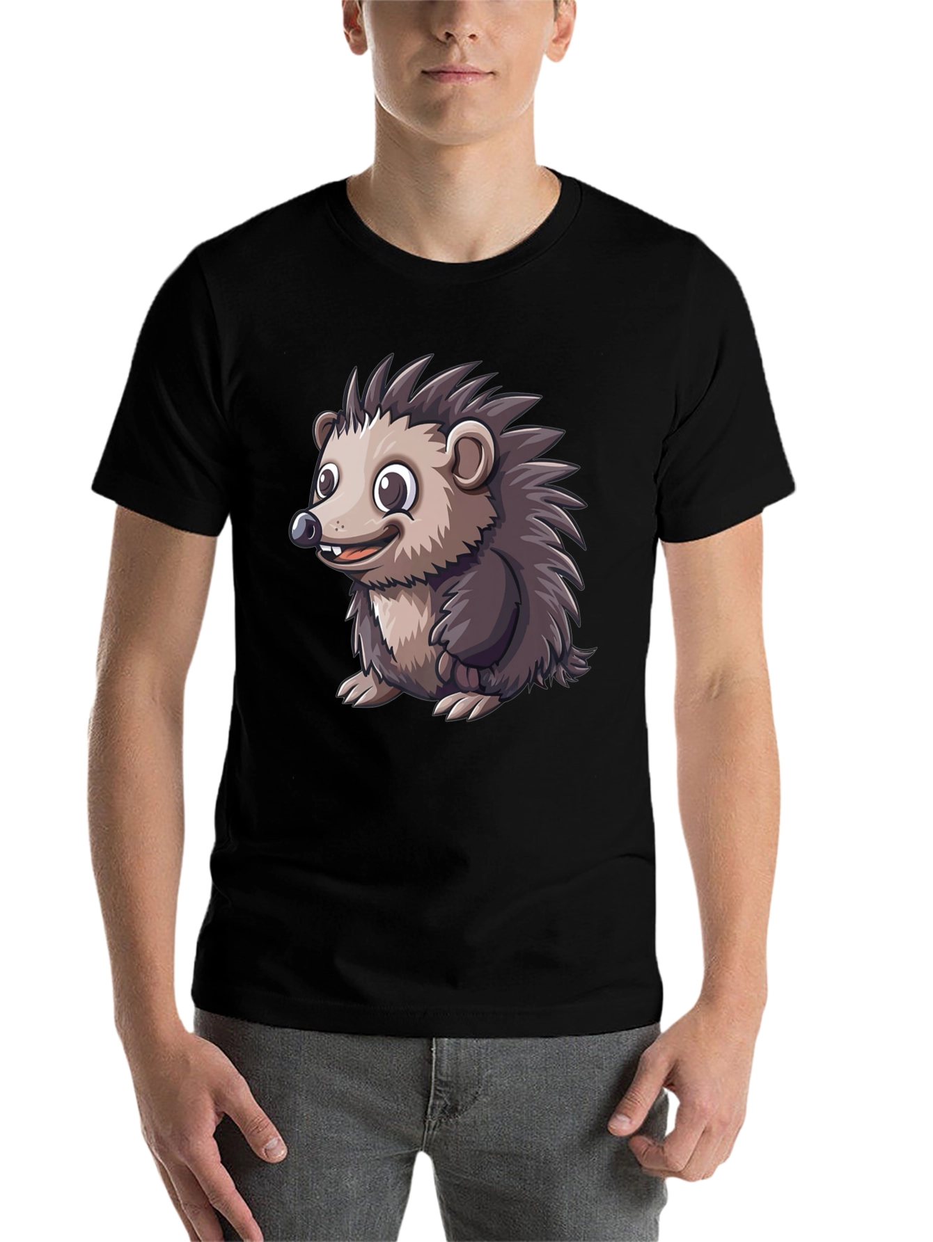 Black Hedgehog Graphic Tee - Soft Cotton Blend view 7