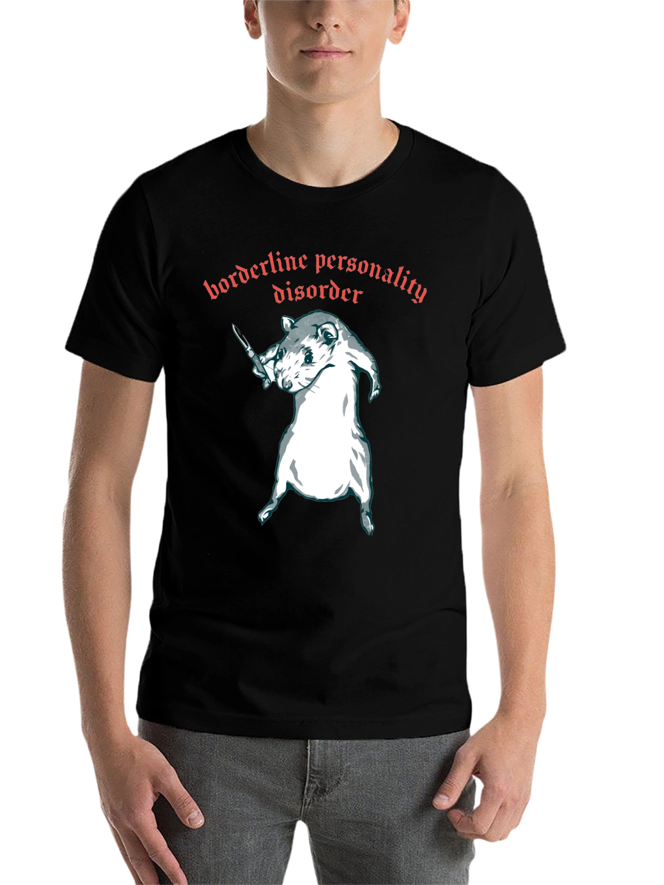 Black Borderline Personality Disorder Rat T-Shirt view 7
