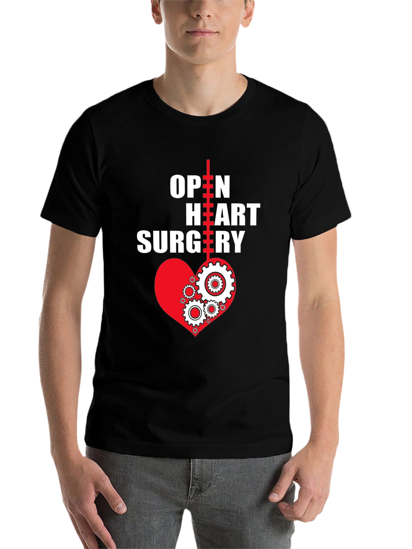 Black Open Heart Surgery T-Shirt - Heart Gears view 7