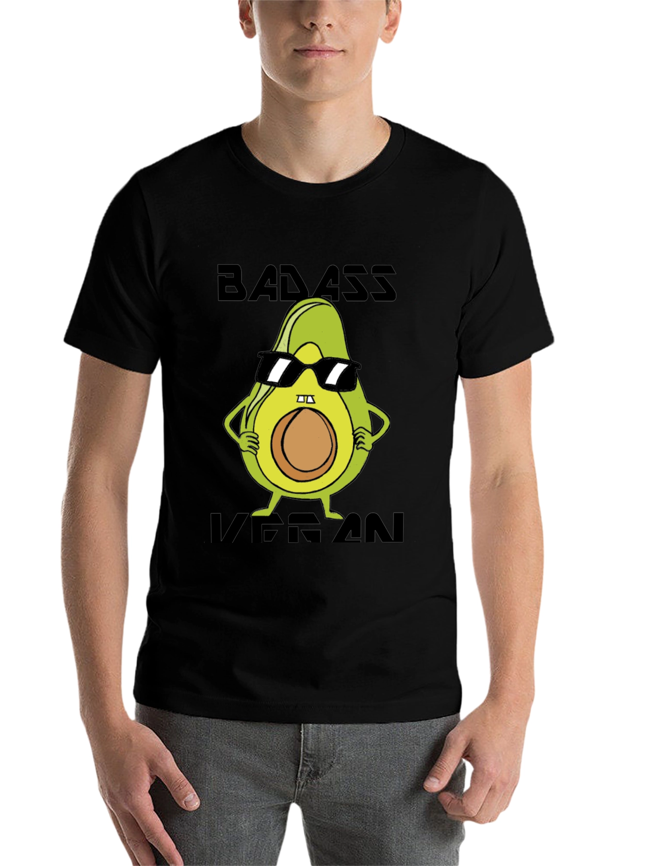Black Badass Vegan Avocado T-Shirt view 7