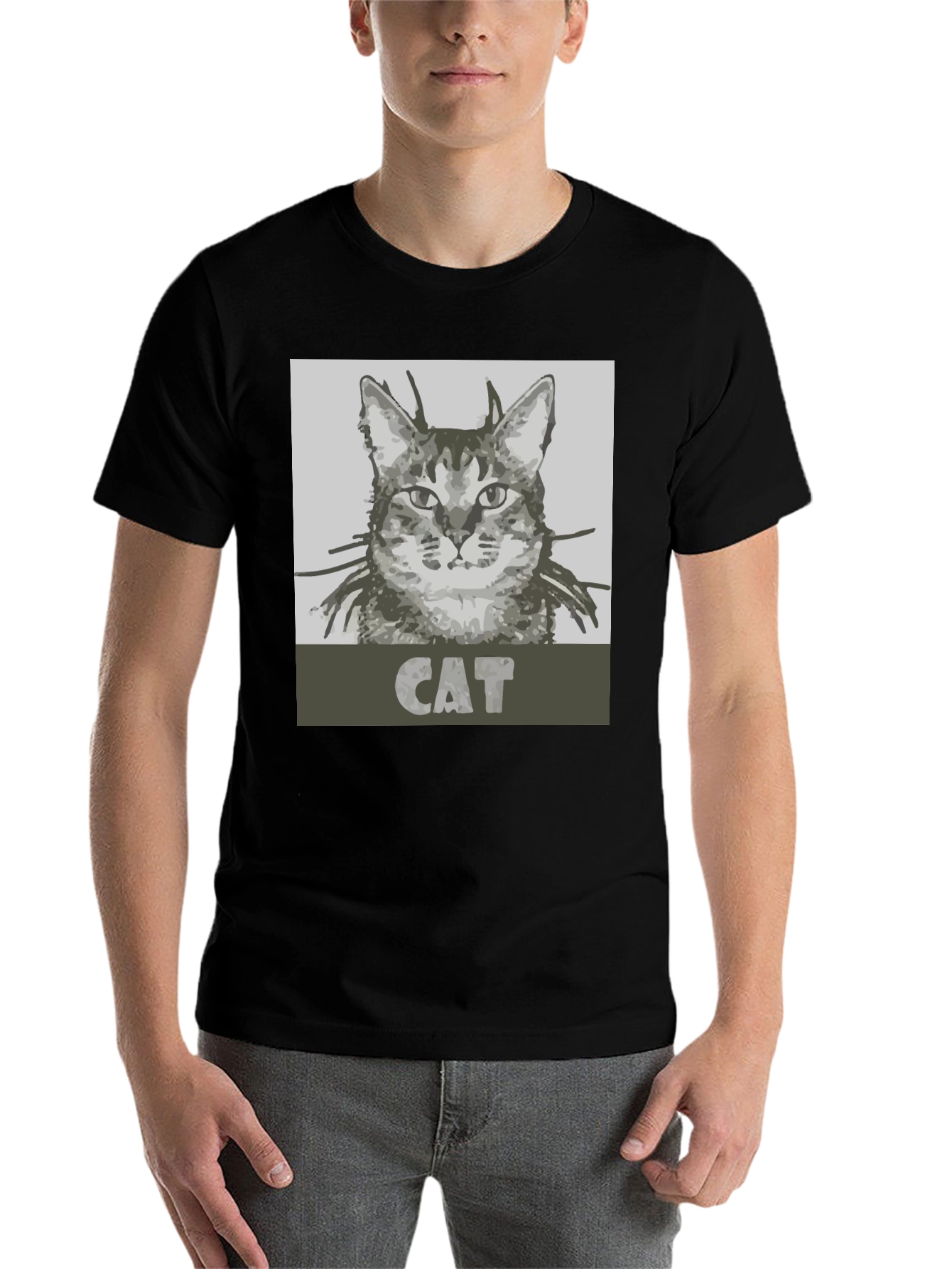 Black Cool Cat Graphic Tee - Black Unisex T-Shirt view 7