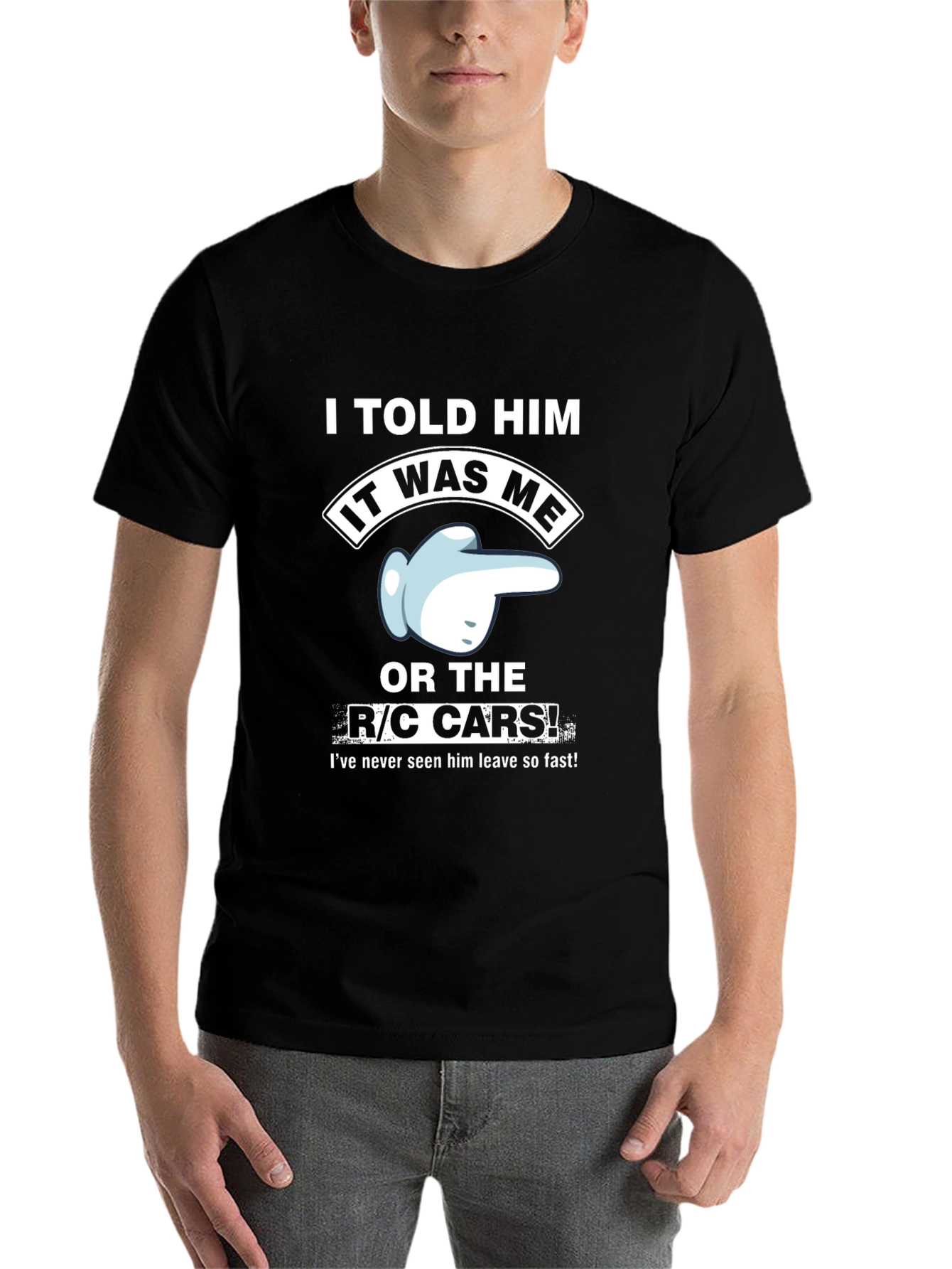 Black Funny R/C Cars Graphic T-Shirt view 7