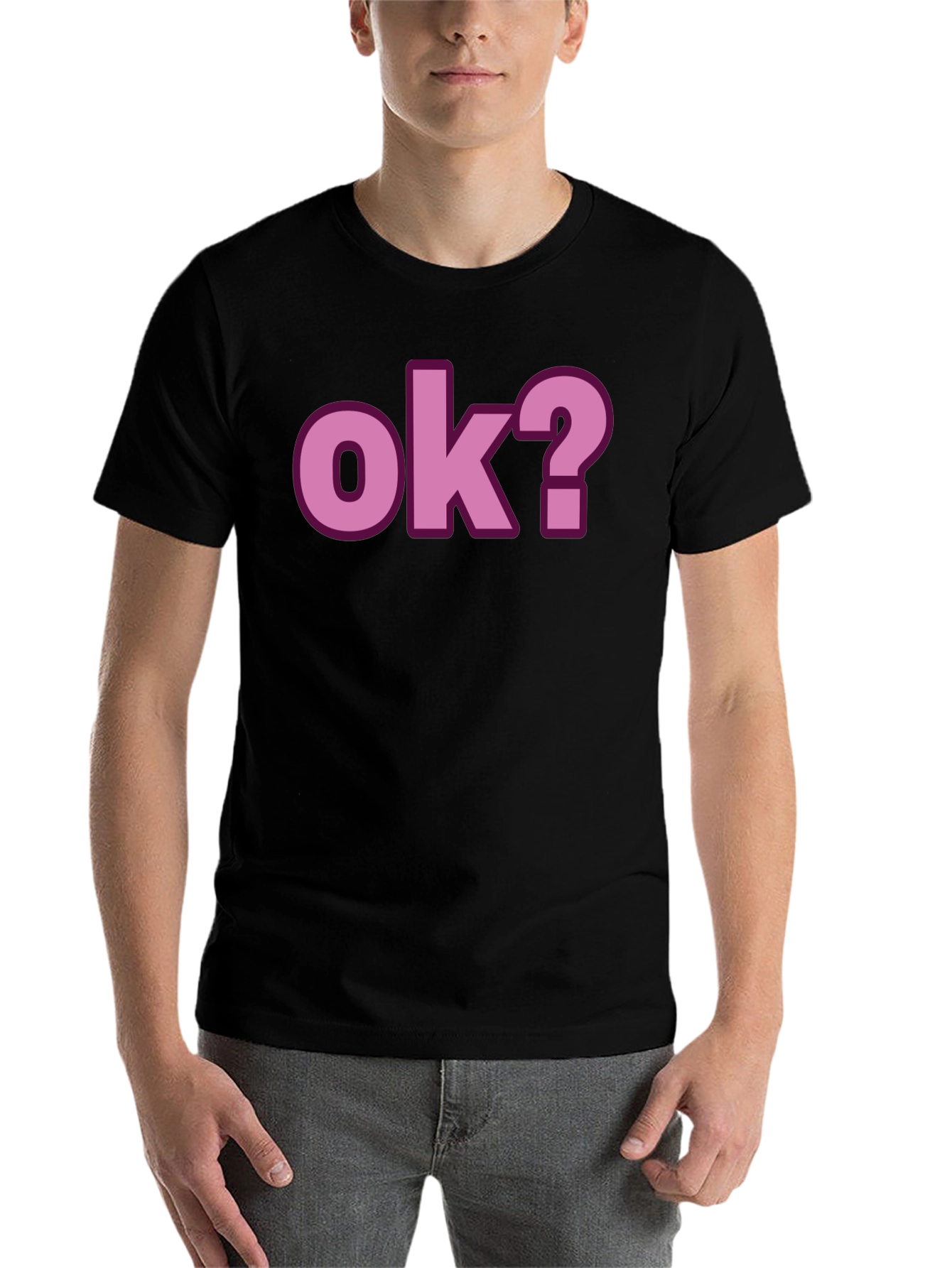 Black OK? Graphic Print Crew Neck T-Shirt view 7
