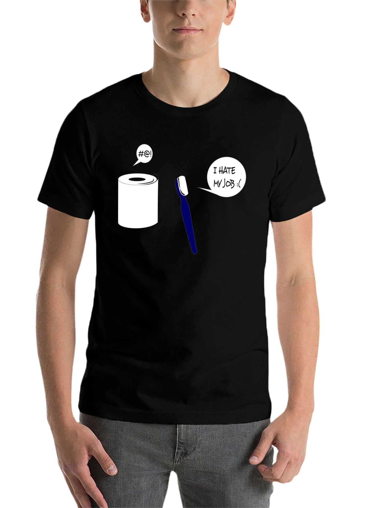 Black Humorous Toilet Humor T-Shirt view 7