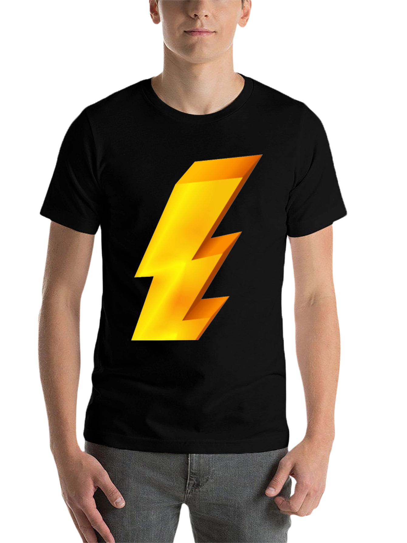 Black Lightning Bolt Graphic Tee - Black view 7