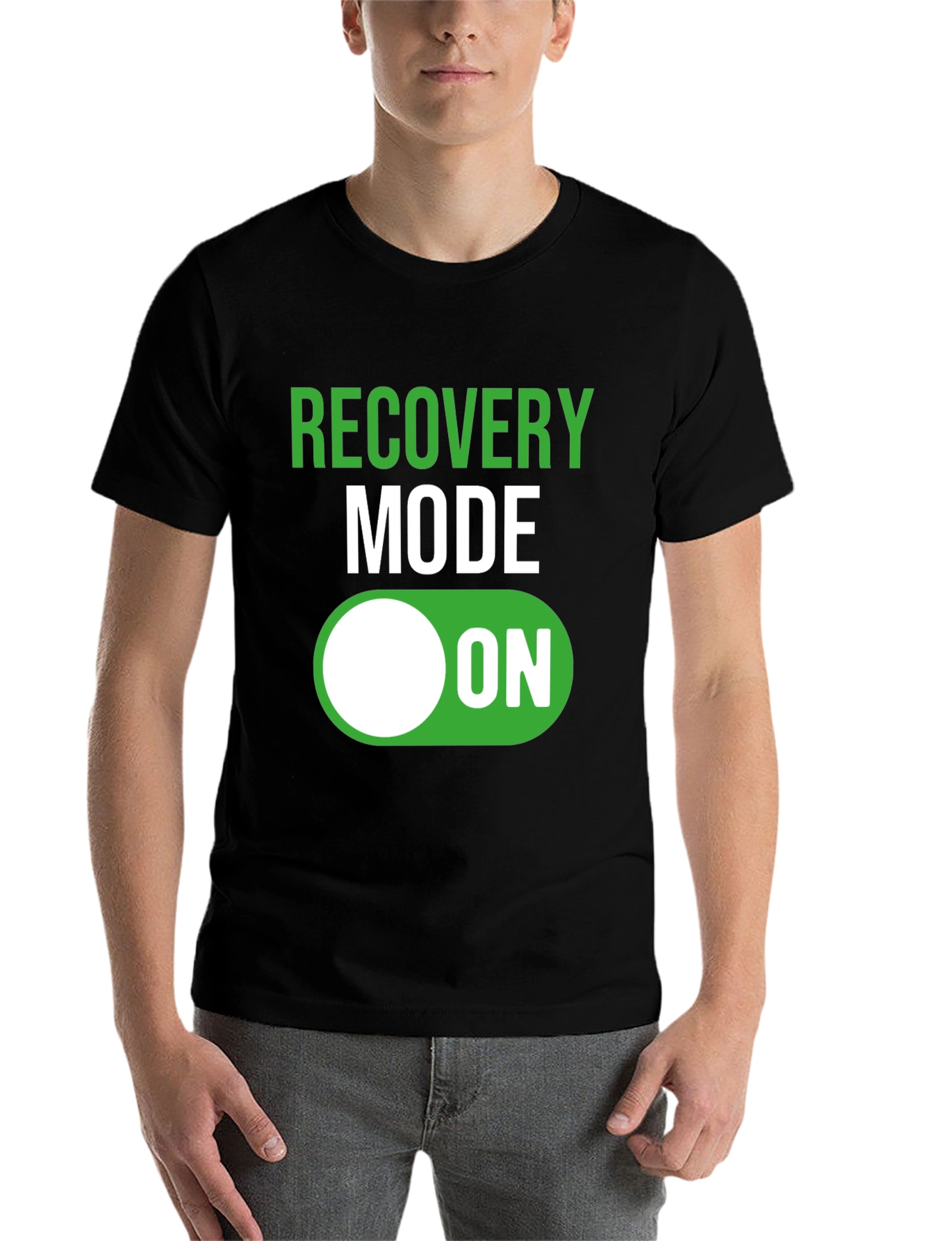 Black Recovery Mode ON T-Shirt - Funny Get Well Gift view 7