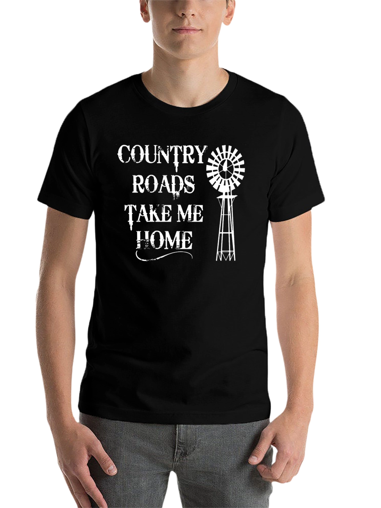 Black Country Roads Graphic T-Shirt - Black view 7