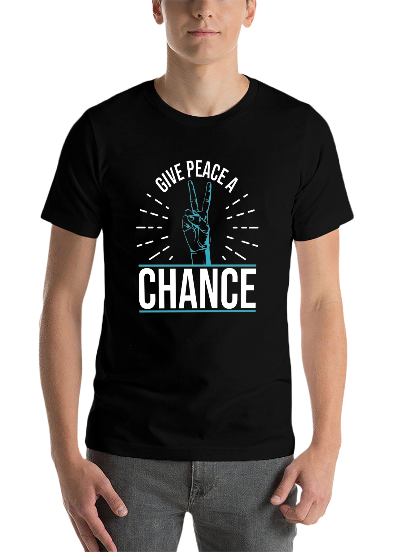 Black Give Peace A Chance T-Shirt - Stylish Graphic Tee view 7
