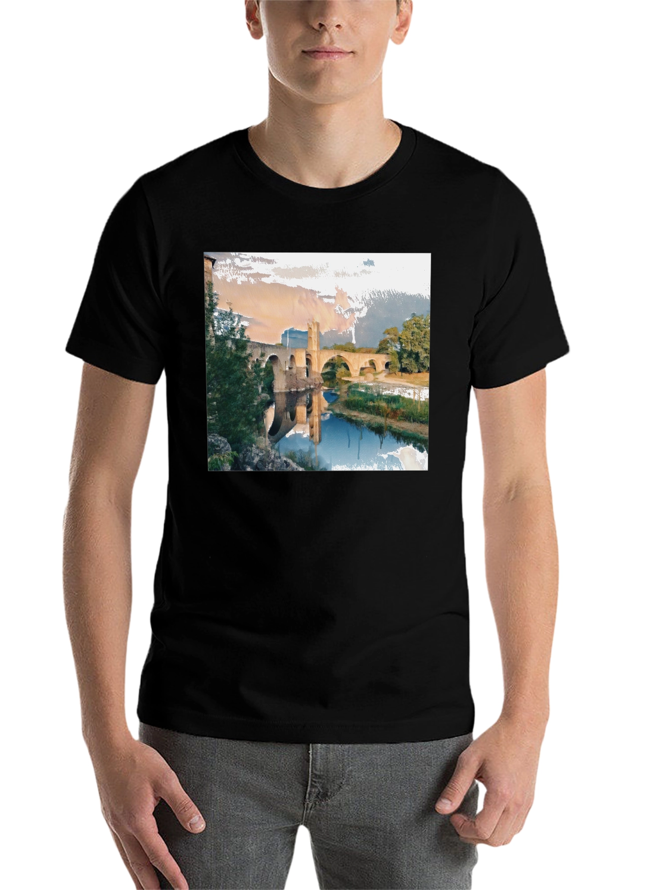 Black River Bridge Graphic Tee - Black Cotton Blend view 7