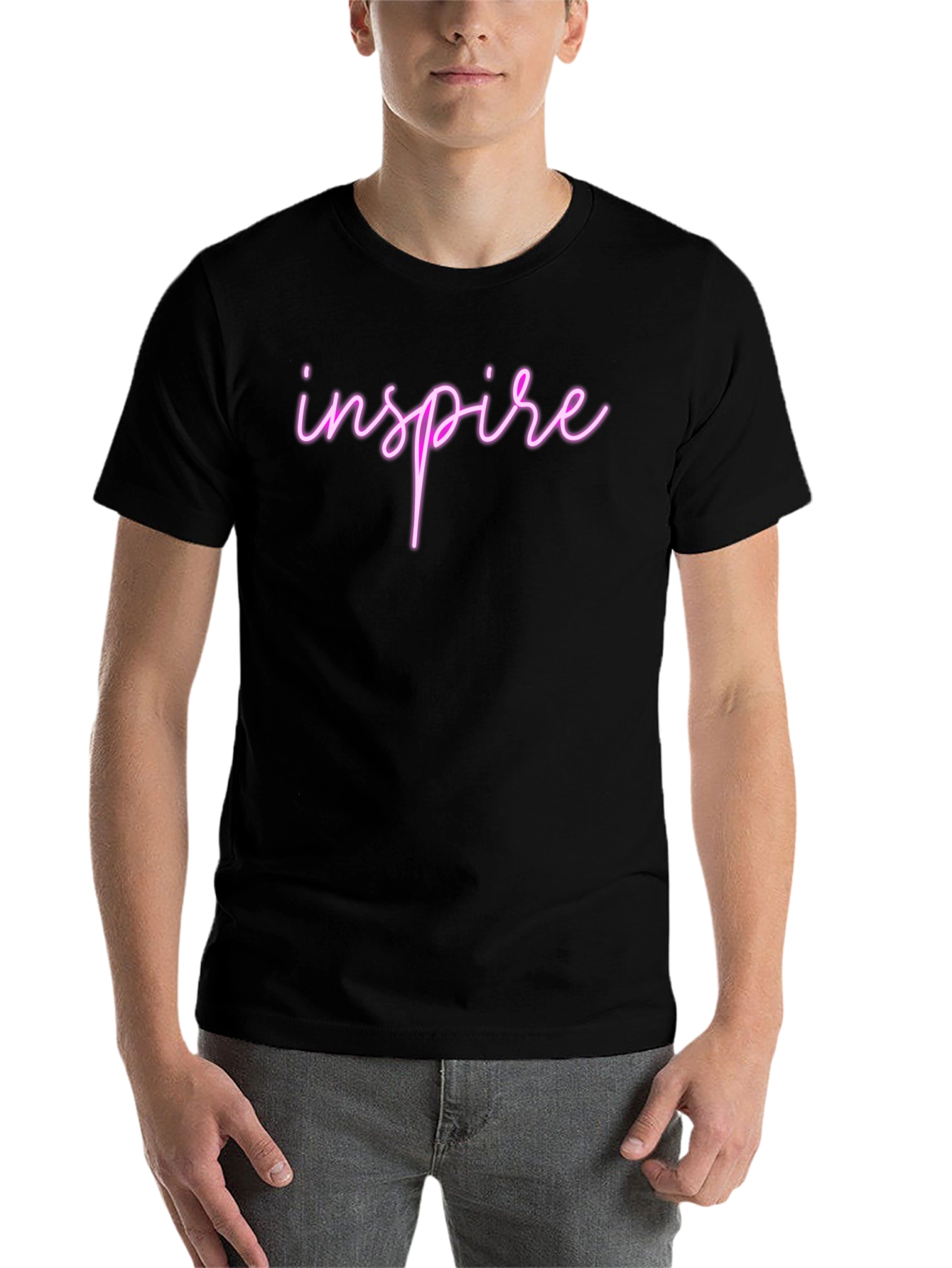 Black Inspire Black Cotton T-Shirt view 7