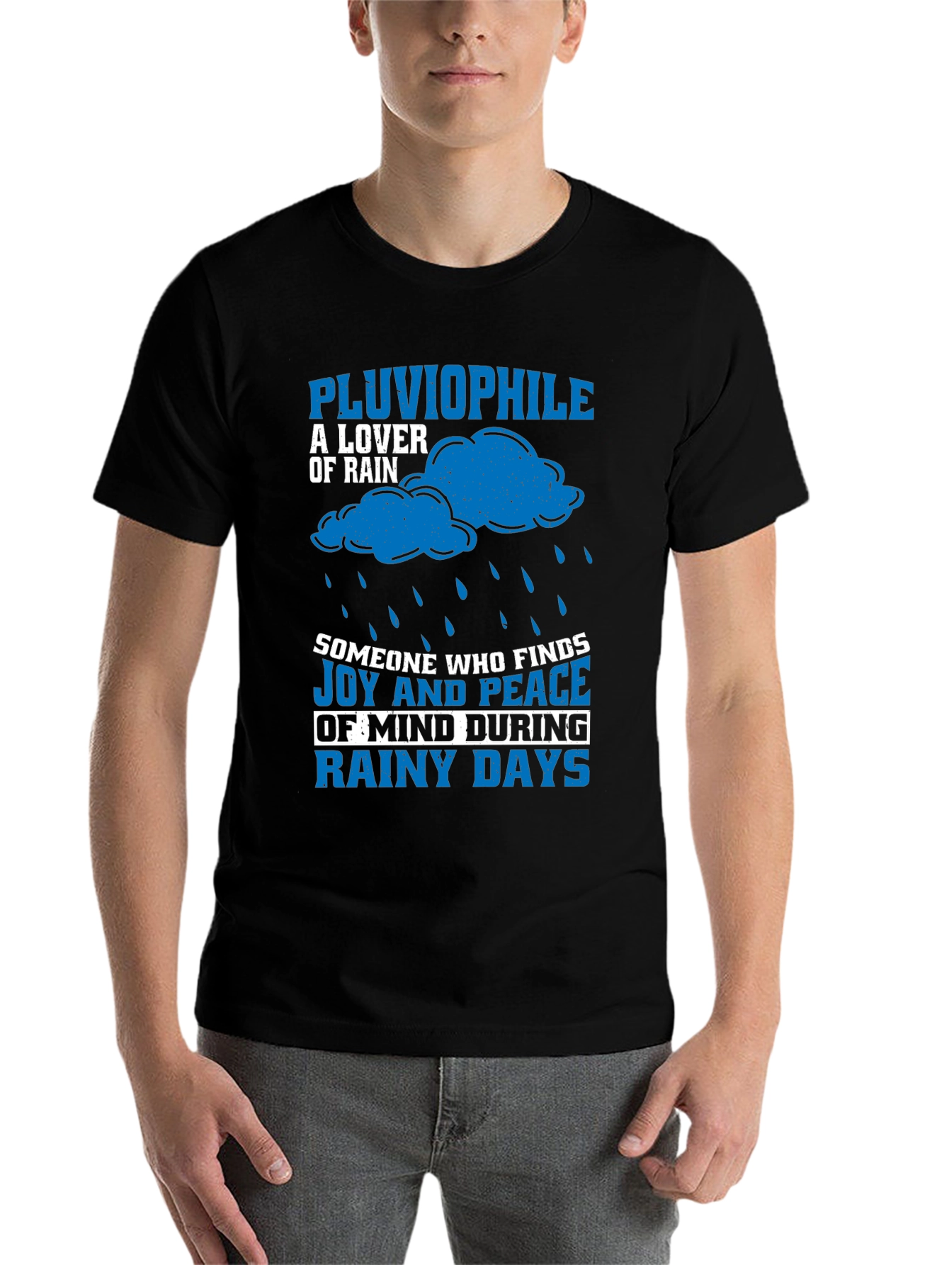 Black Pluviophile Rain Lover Graphic T-Shirt view 7