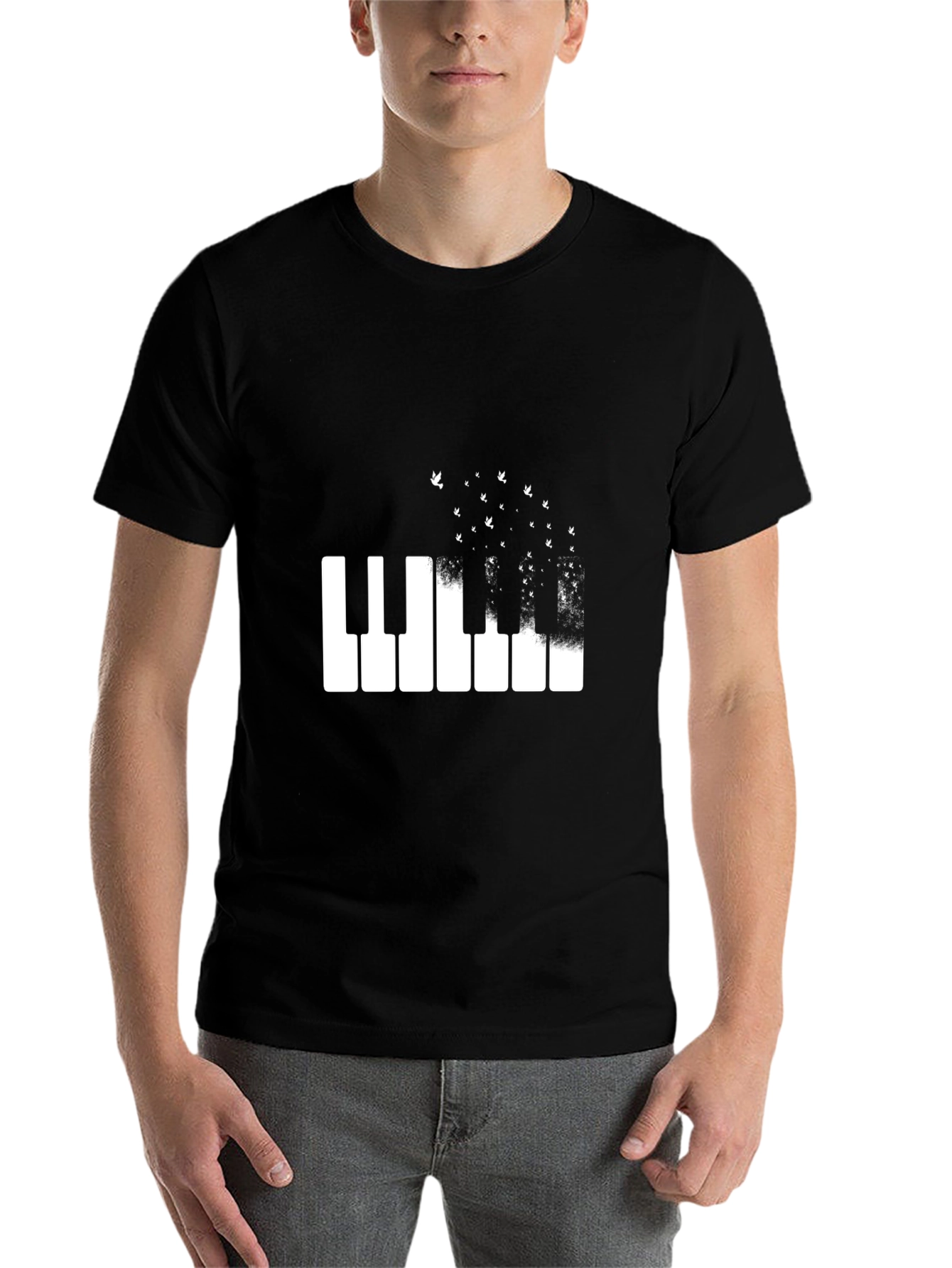 Black Piano Keys T-Shirt - Musical Flight Design view 7