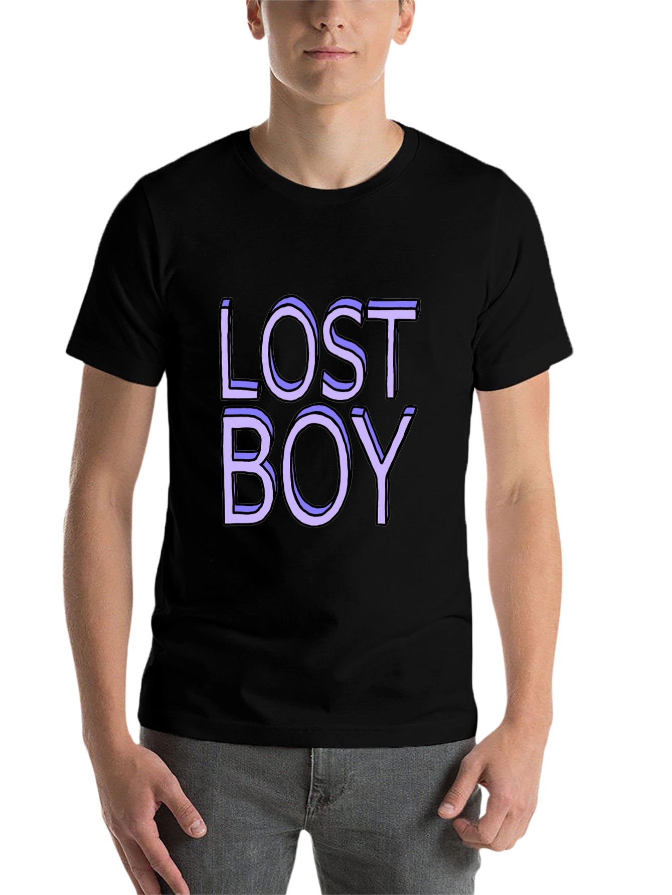 Black Lost Boy Graphic Tee - Classic Black Cotton Blend view 7