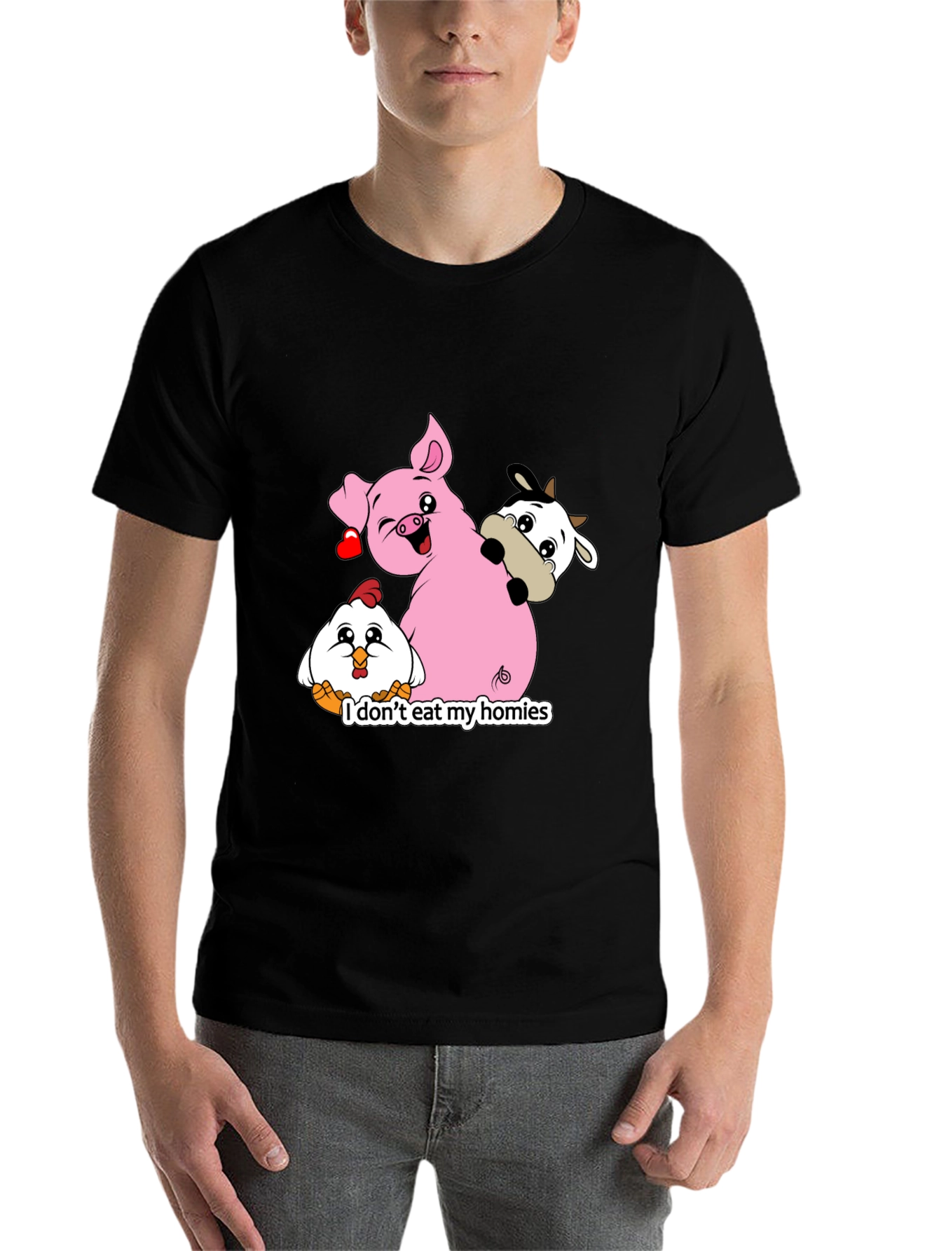 Black Vegan Animal Homies T-Shirt view 7