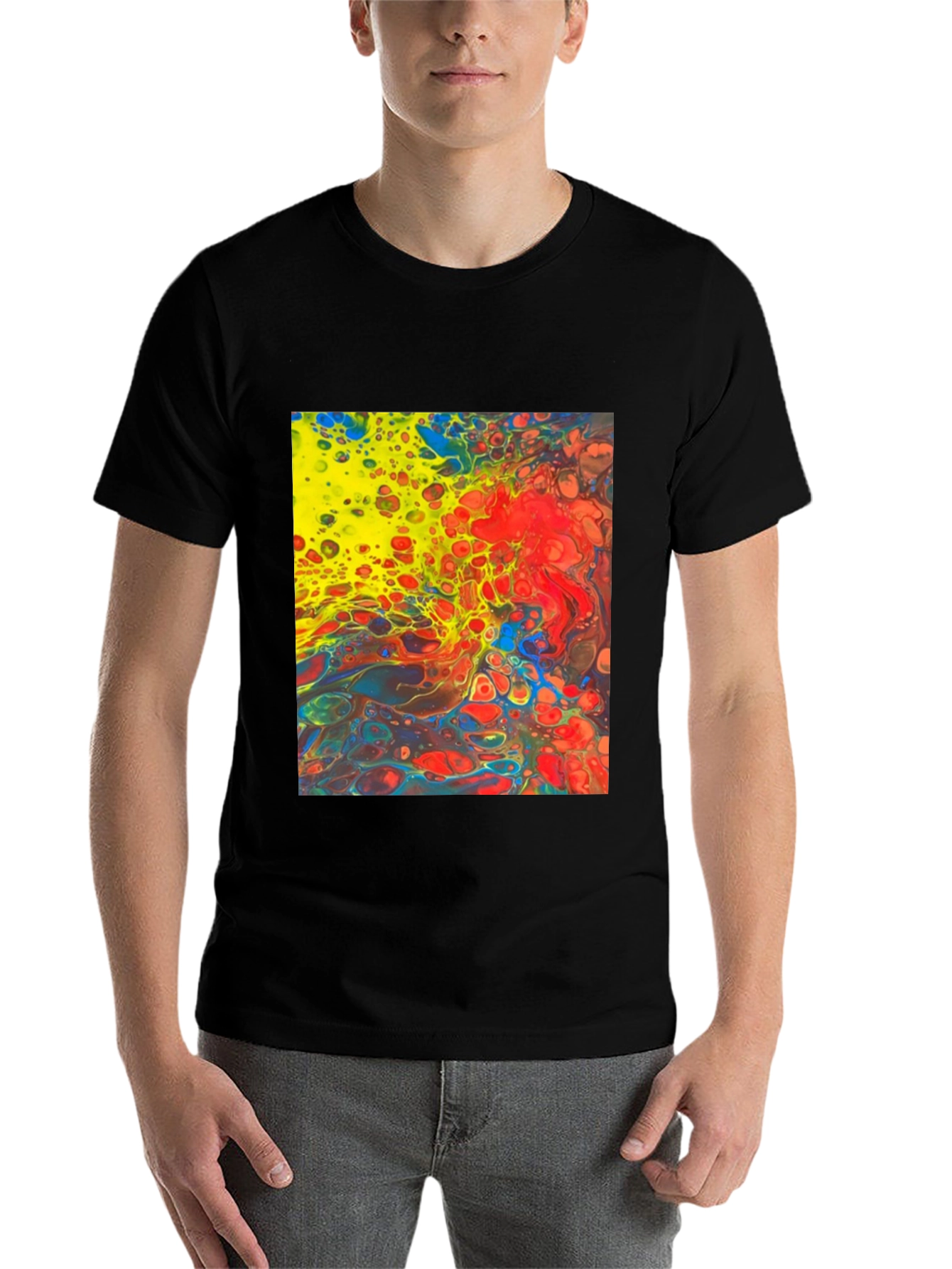 Black Abstract Art Graphic Tee - Bold & Vibrant Style view 7