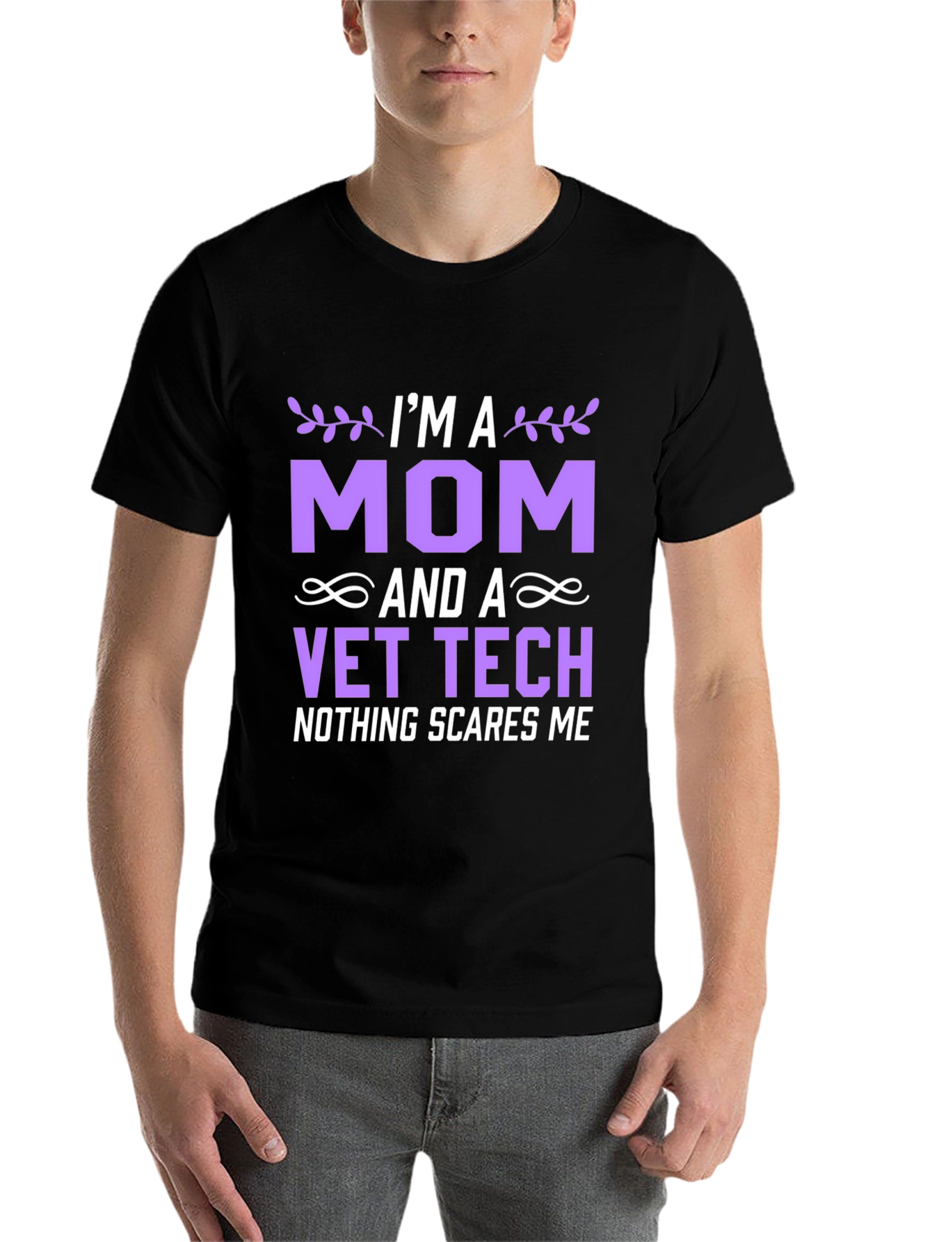 Black I'm A Mom And A Vet Tech T-Shirt view 7